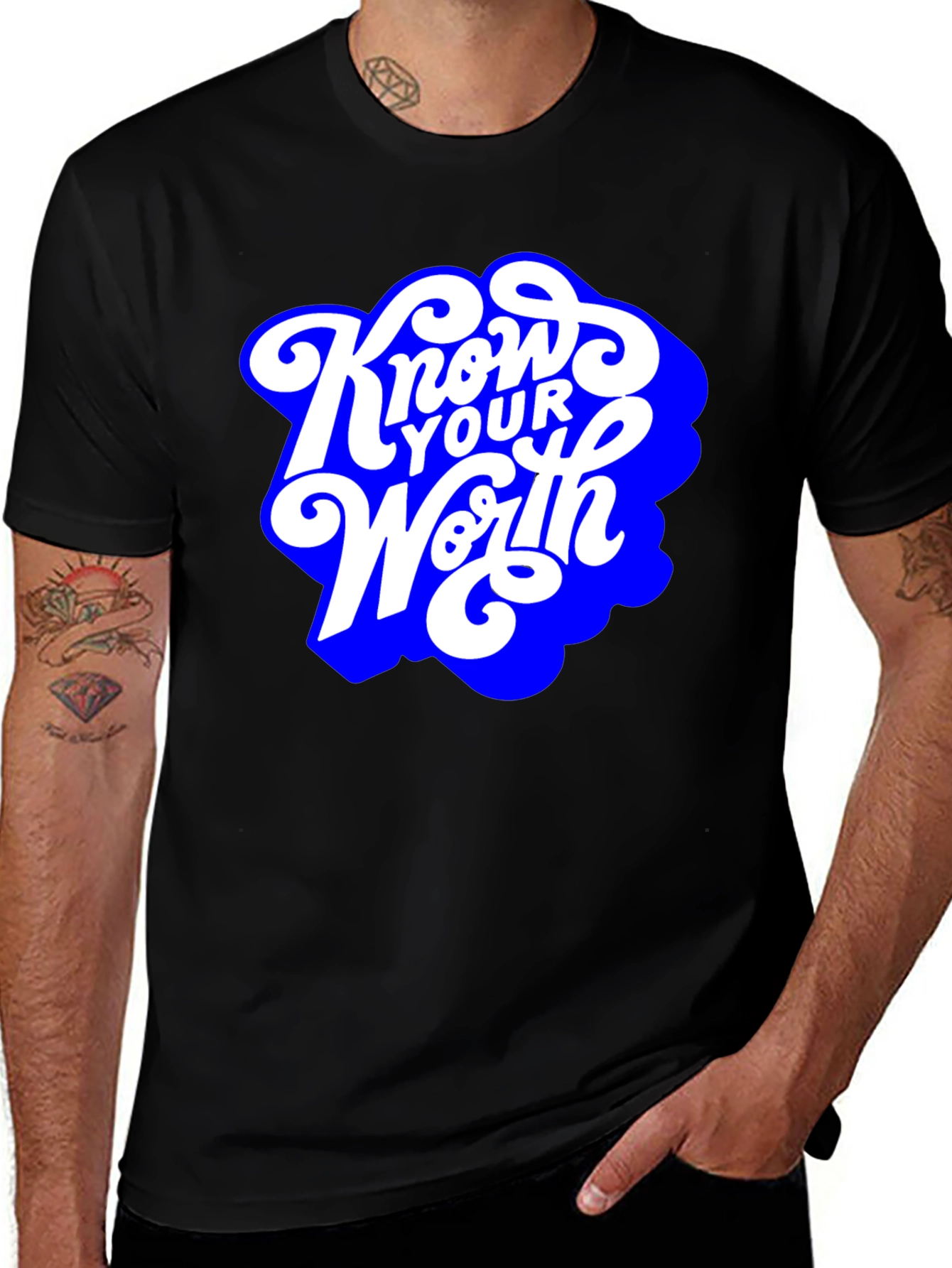 Variant 18 of Know Your Worth Graphic Tee - Black Cotton Comfort