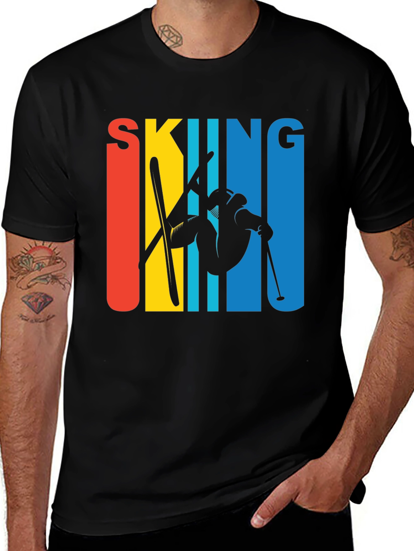Variant 17 of Retro Skiing Graphic Tee - Black Unisex T-Shirt