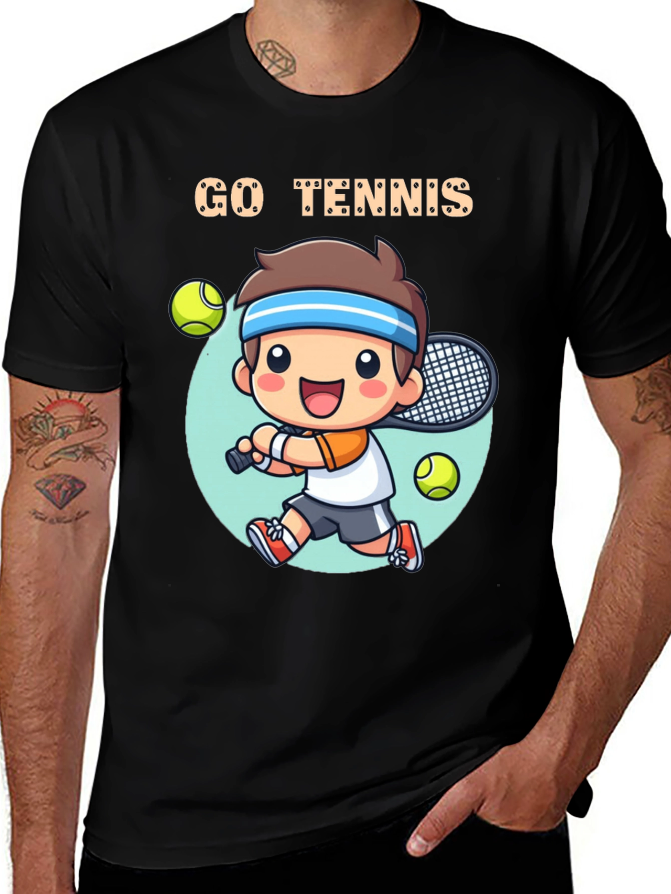Variant 26 of Go Tennis Cartoon T-Shirt - Sporty Graphic Tee