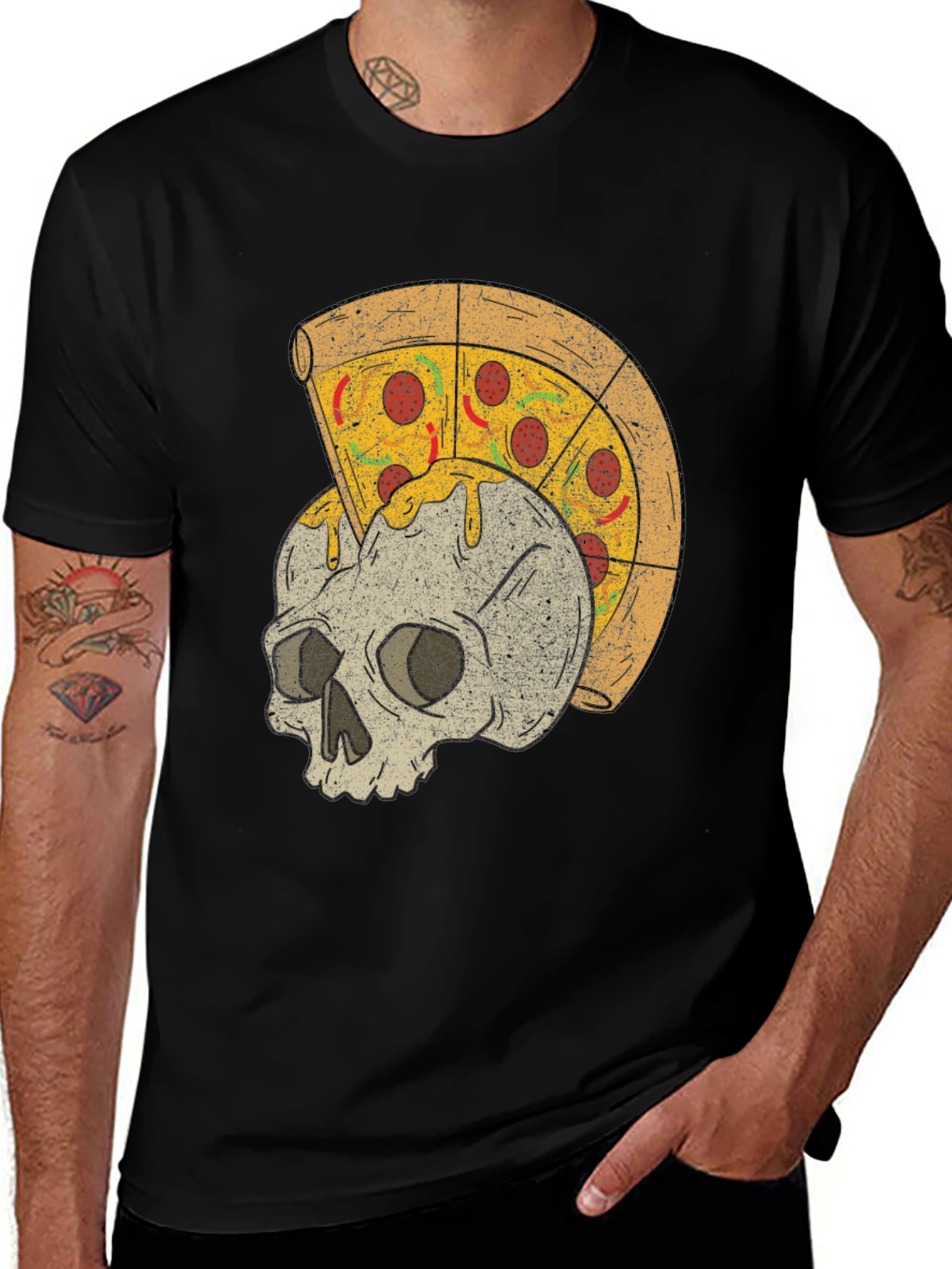Variant 3 of Pizza Skull Graphic T-Shirt