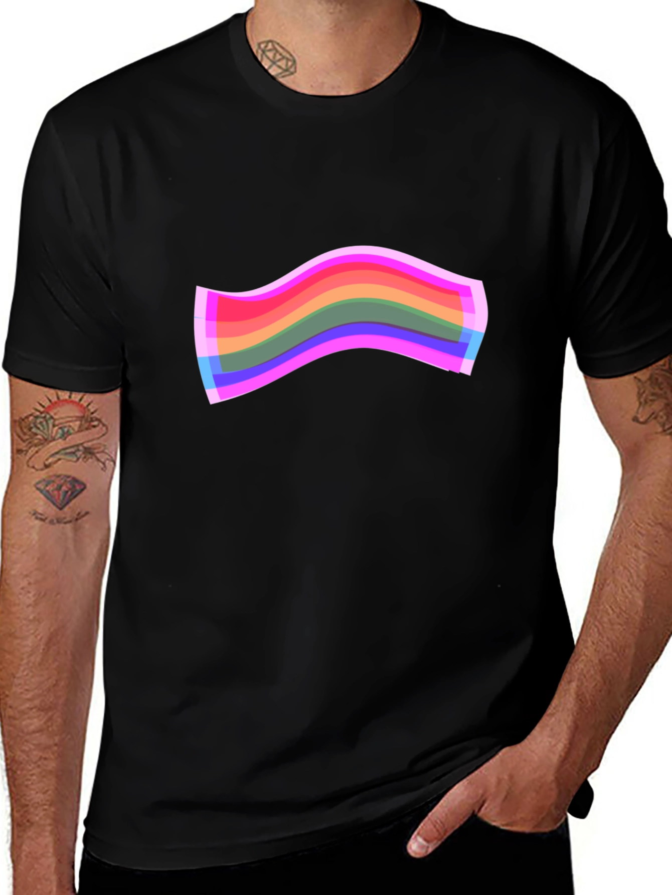 Pride Wave Graphic Black T-Shirt