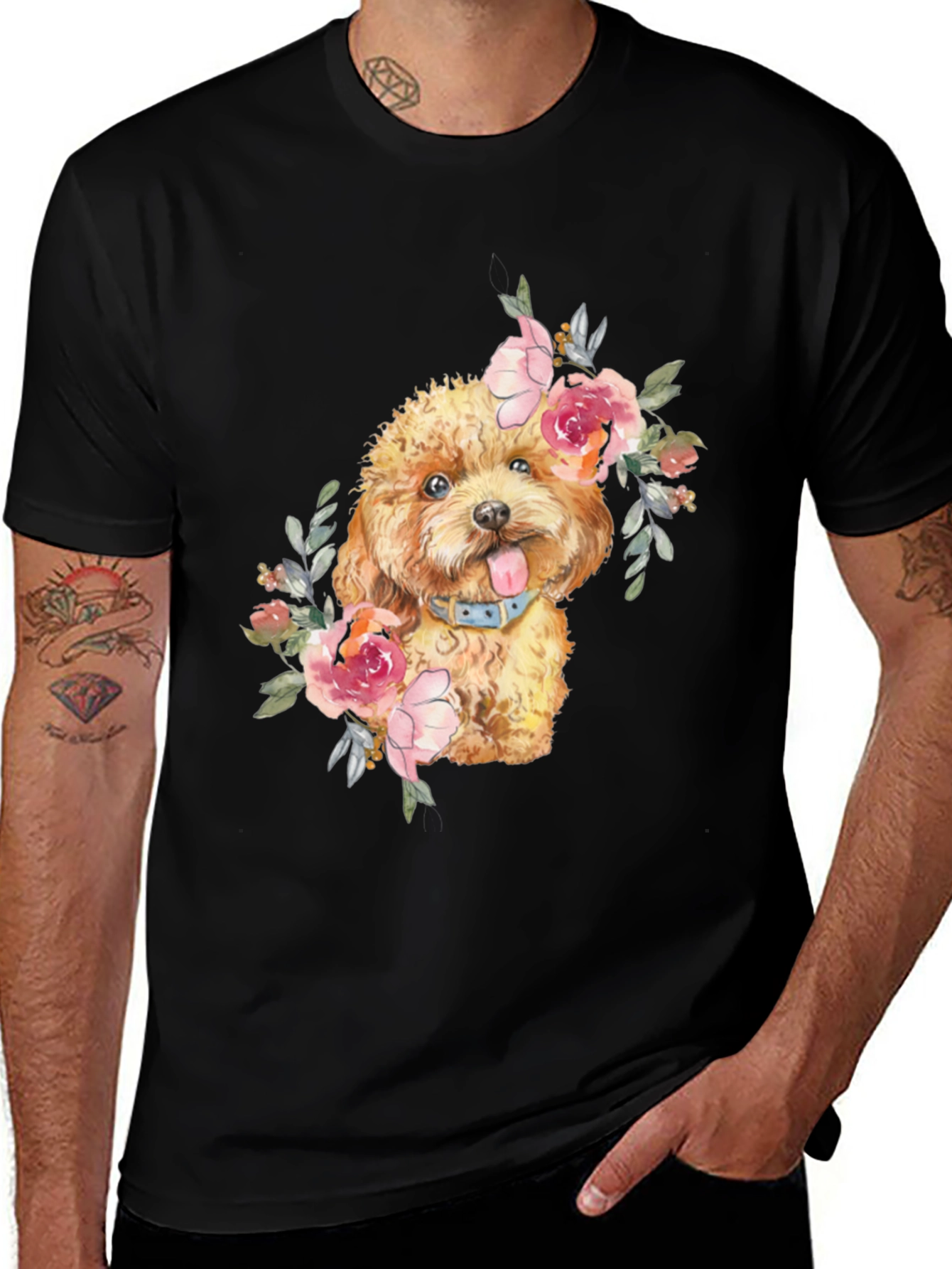 Variant 23 of Dog with Flowers Graphic T-Shirt