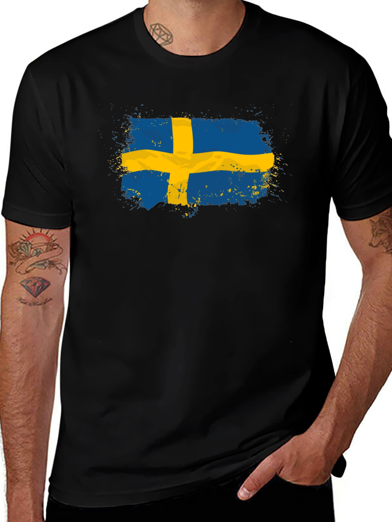 Variant 17 of Sweden Flag T-Shirt - Grunge Style Tee
