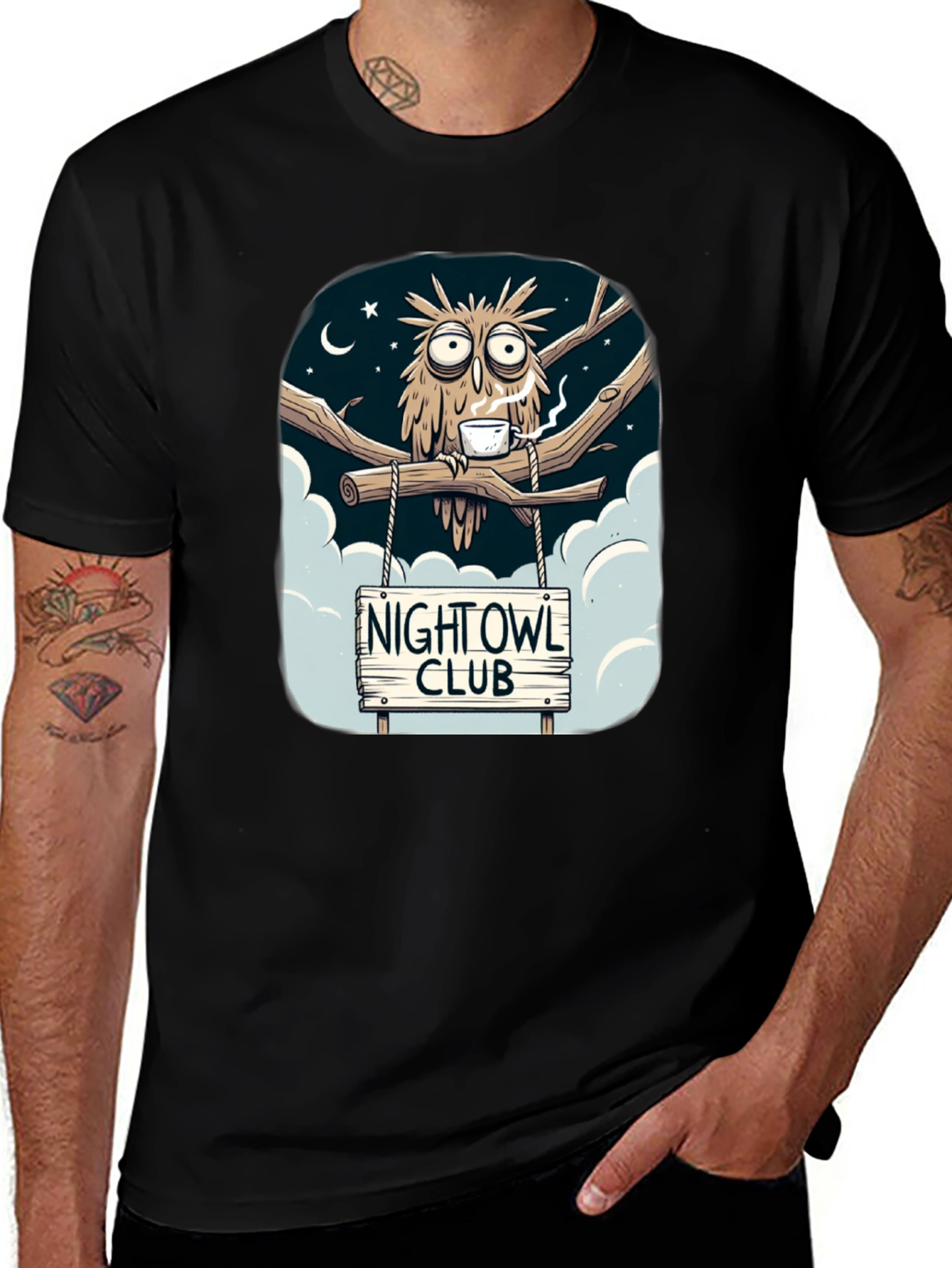 Variant 10 of Night Owl Club Graphic Tee - Coffee Owl T-Shirt