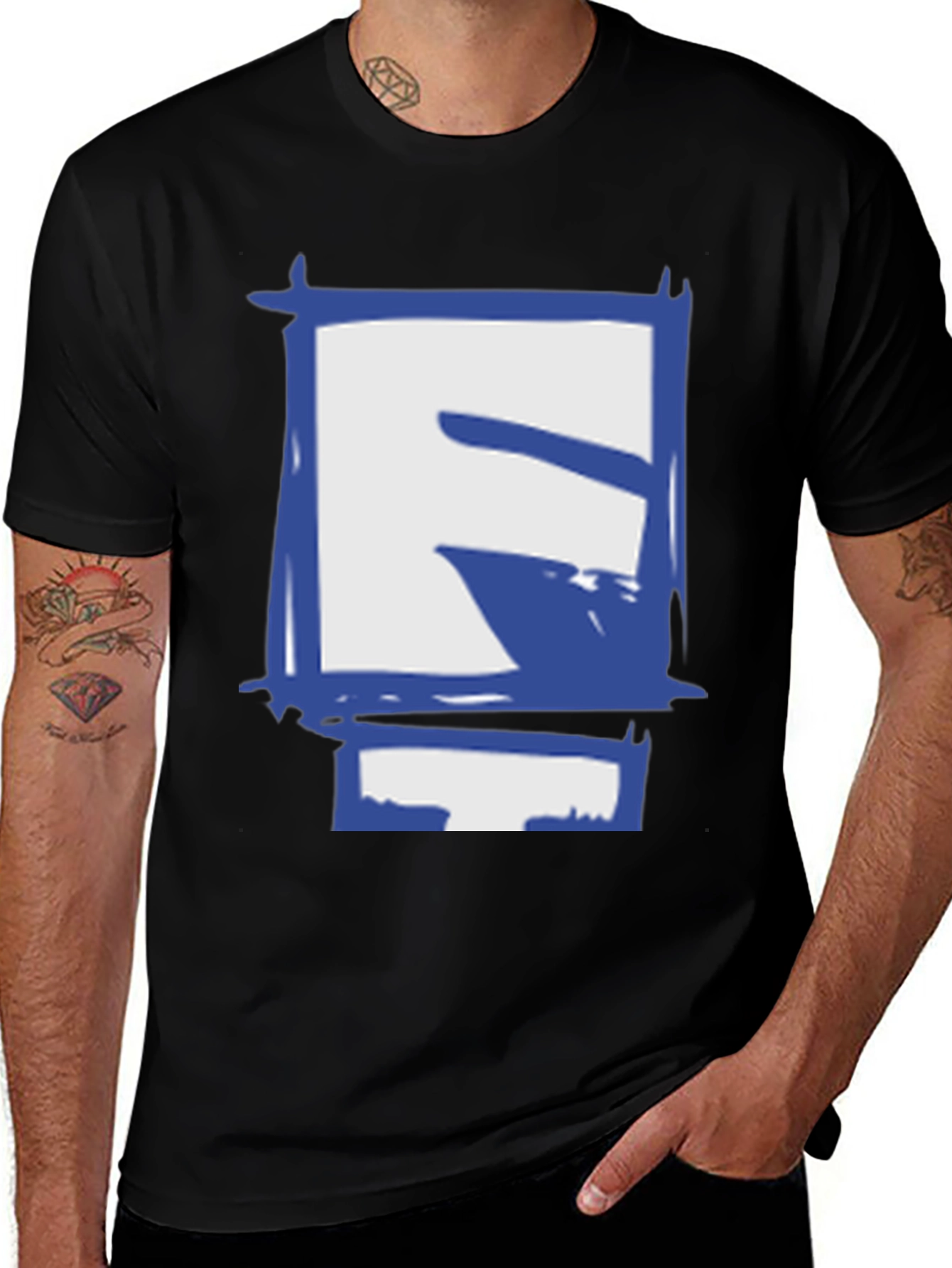 Variant 16 of Abstract Graphic Print Black T-Shirt