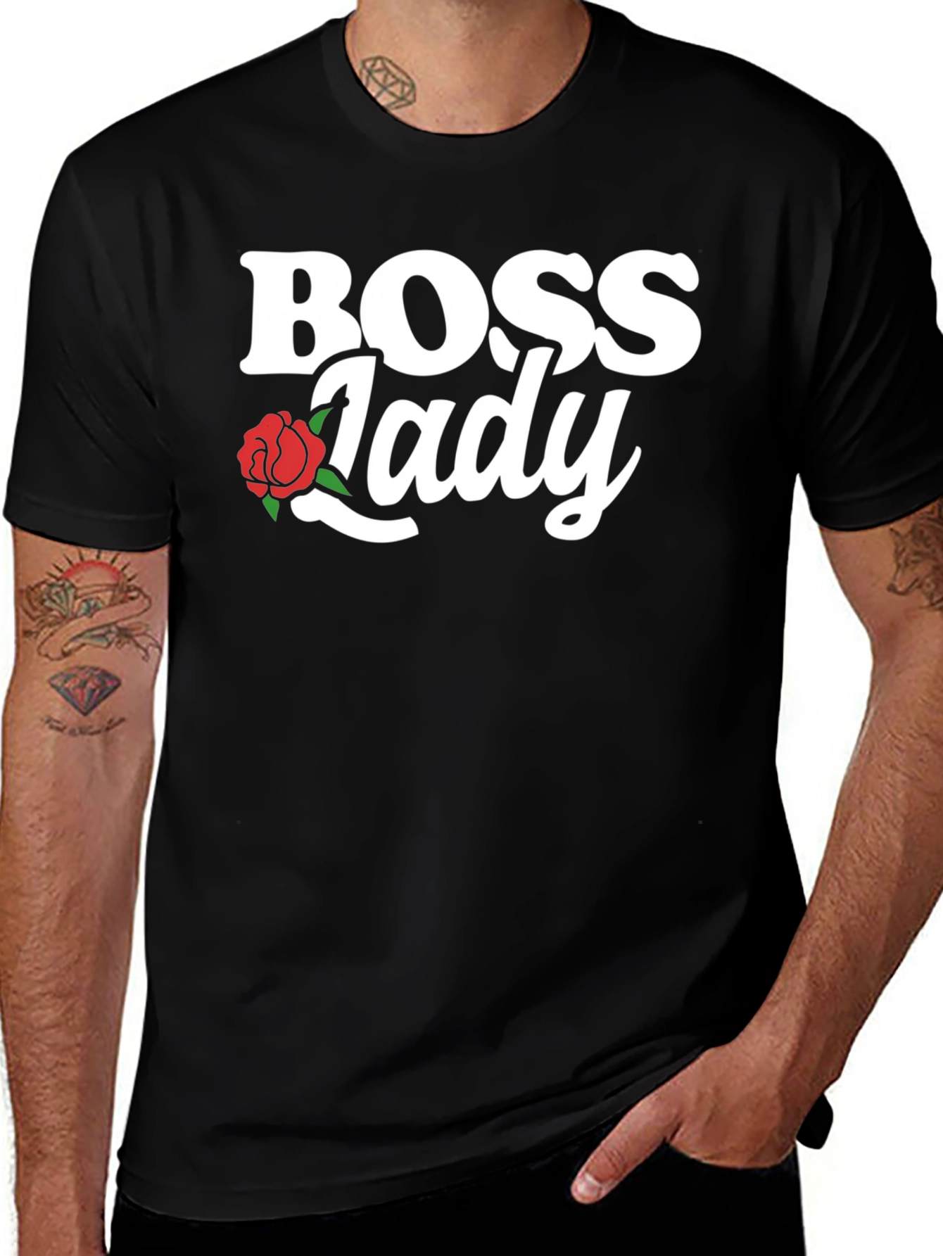 Boss Lady Graphic Tee - Trendy Rose Design
