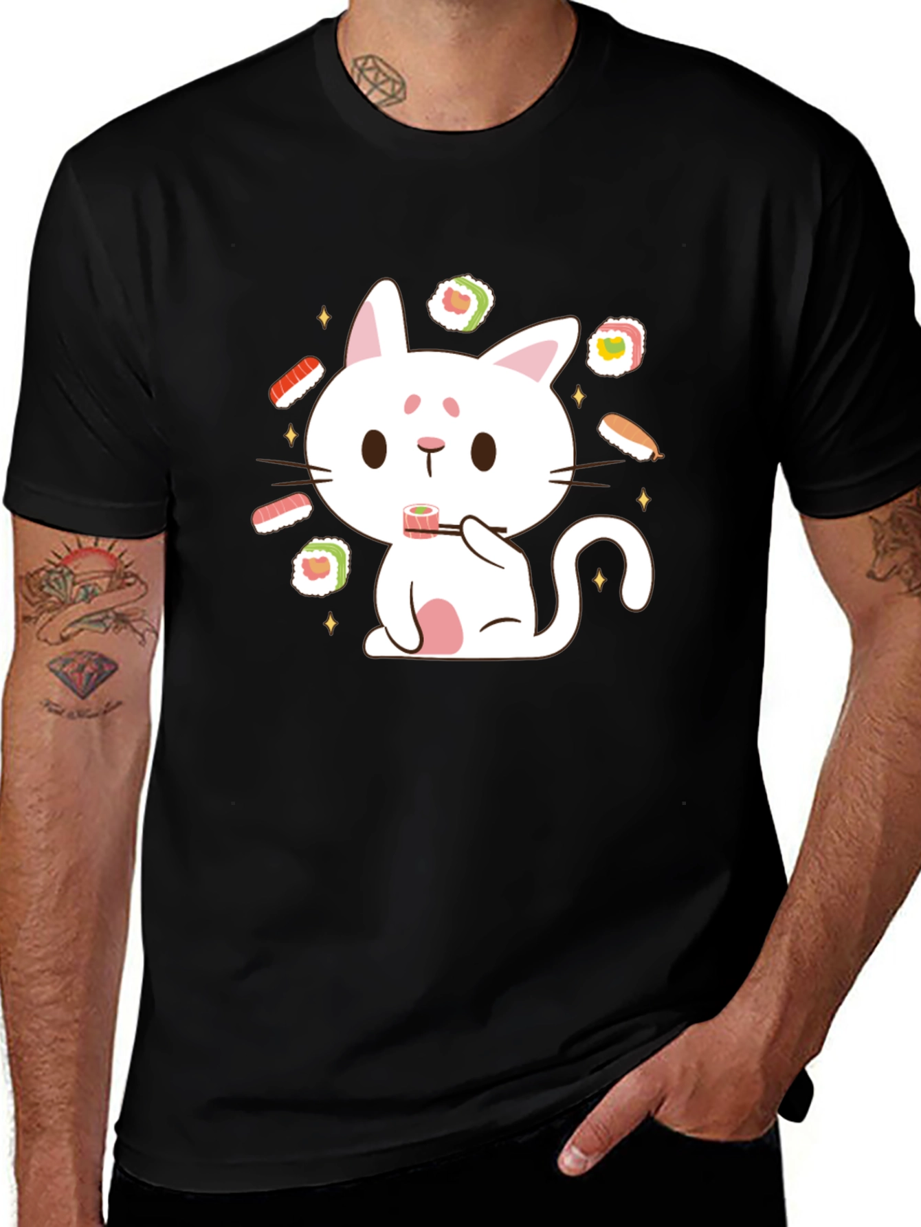 Variant 26 of Sushi Cat Graphic Tee - Unisex Cotton T-Shirt