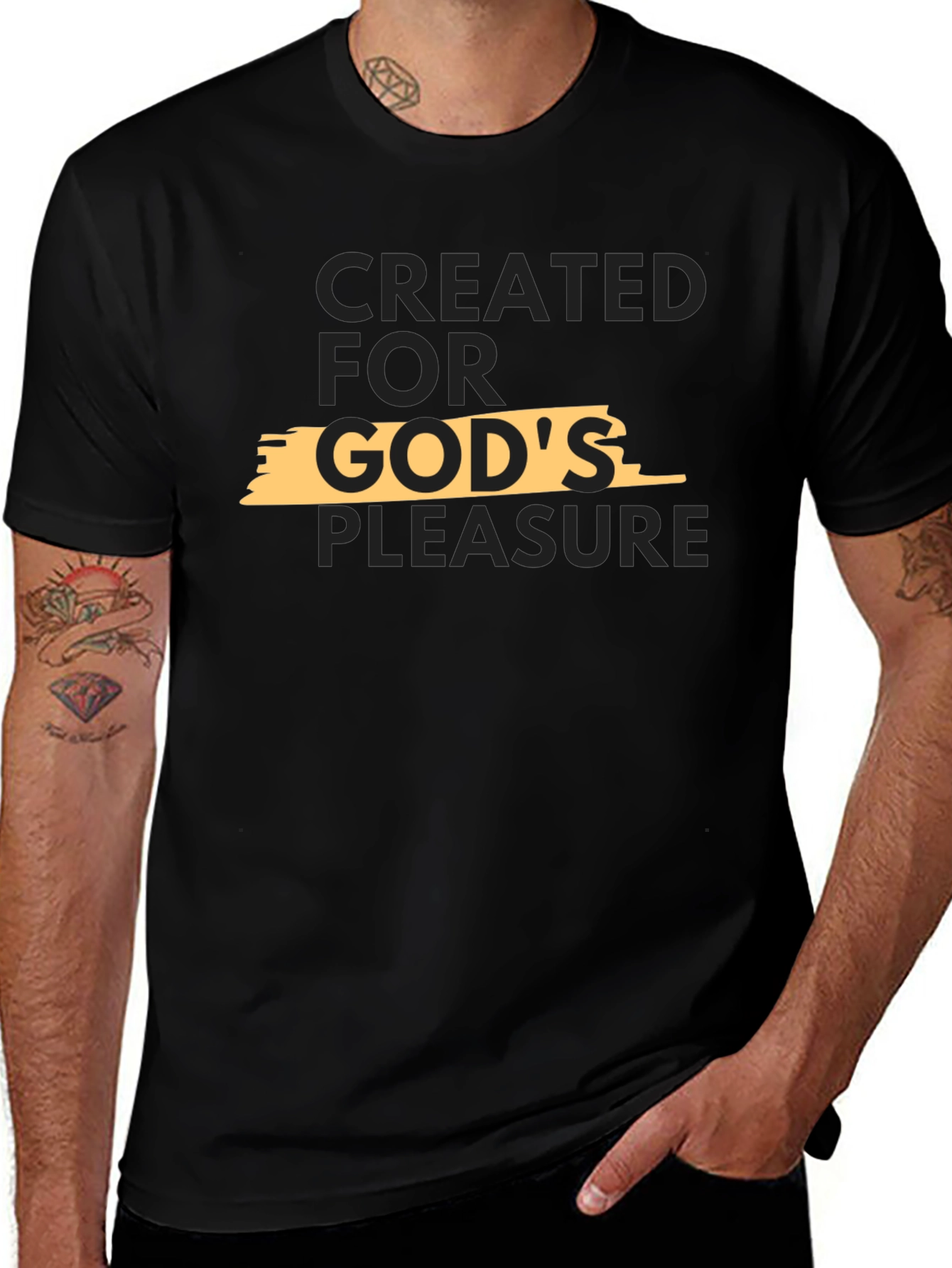 Variant 29 of Created for God's Pleasure Black T-Shirt