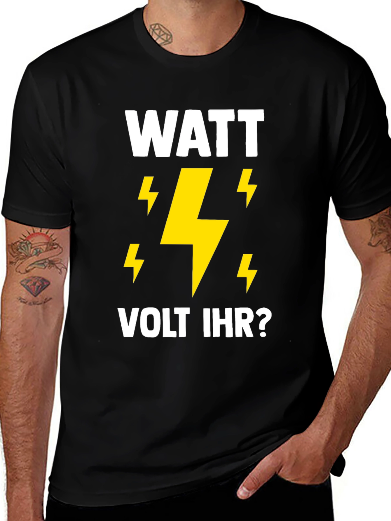 Variant 10 of Watt Volt Ihr? Funny German Electrical Pun T-Shirt