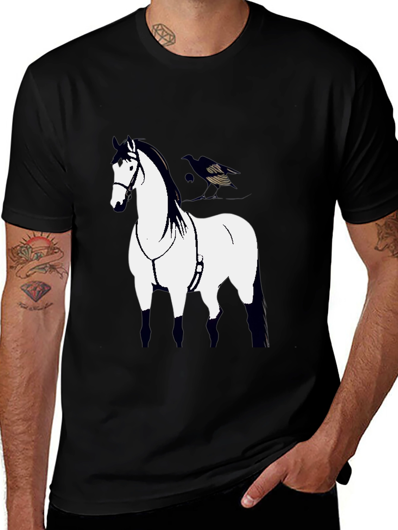 Variant 18 of Horse Graphic Black T-Shirt
