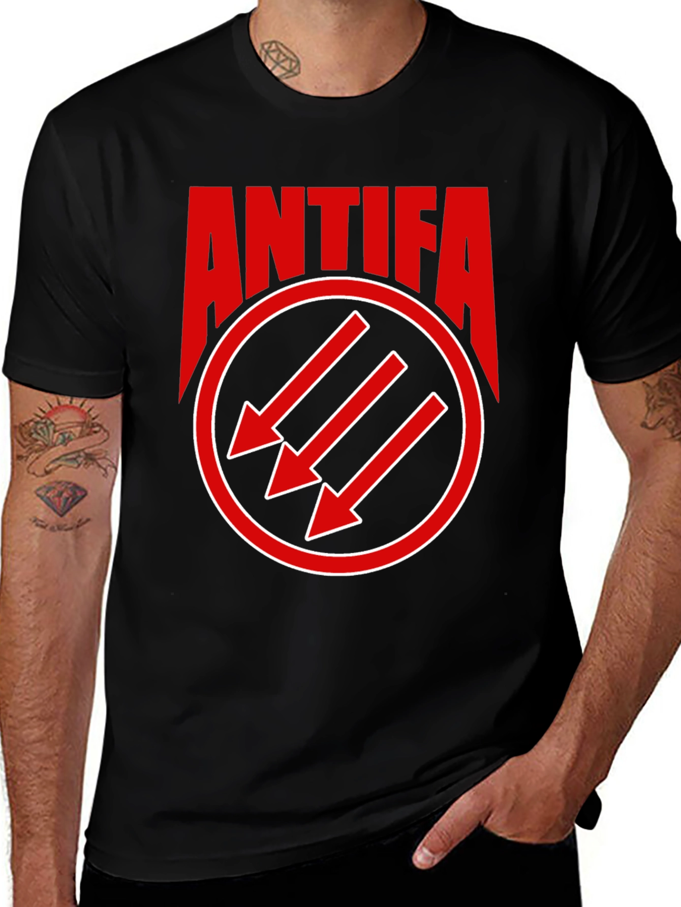 Antifa Symbol Black Graphic Tee