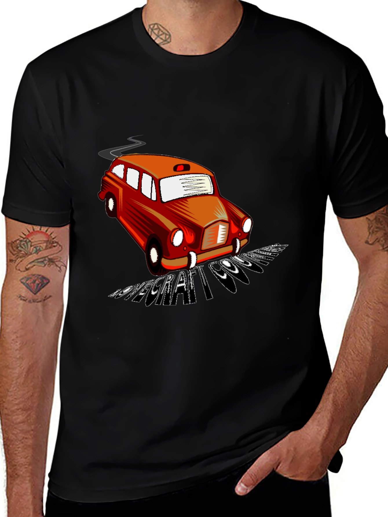 Black Retro Car T-Shirt - Cool Graphic Tee main image