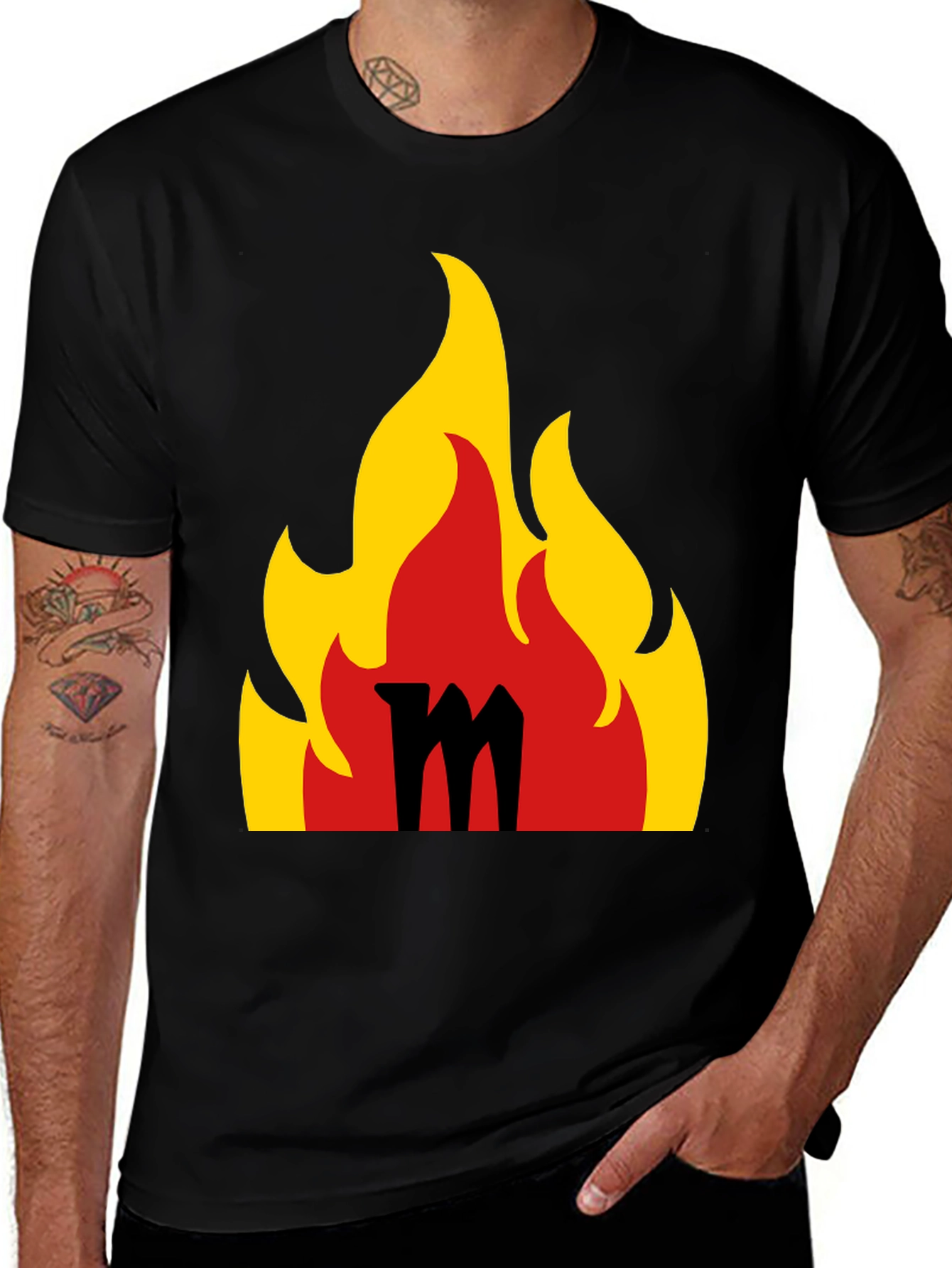 Flaming M Graphic Tee - Bold Black T-Shirt
