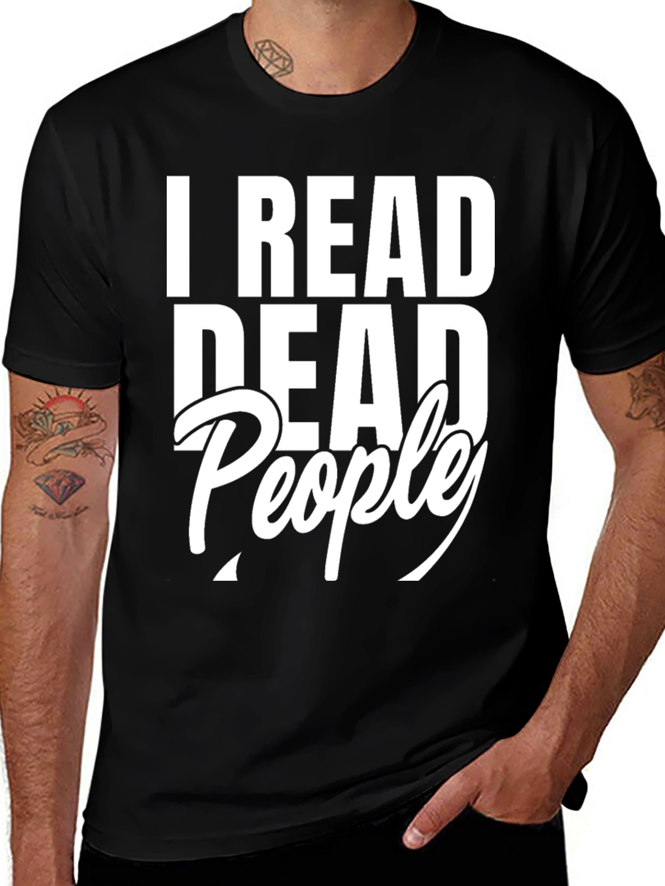 Variant 21 of I Read Dead People Graphic Tee - Black Cotton