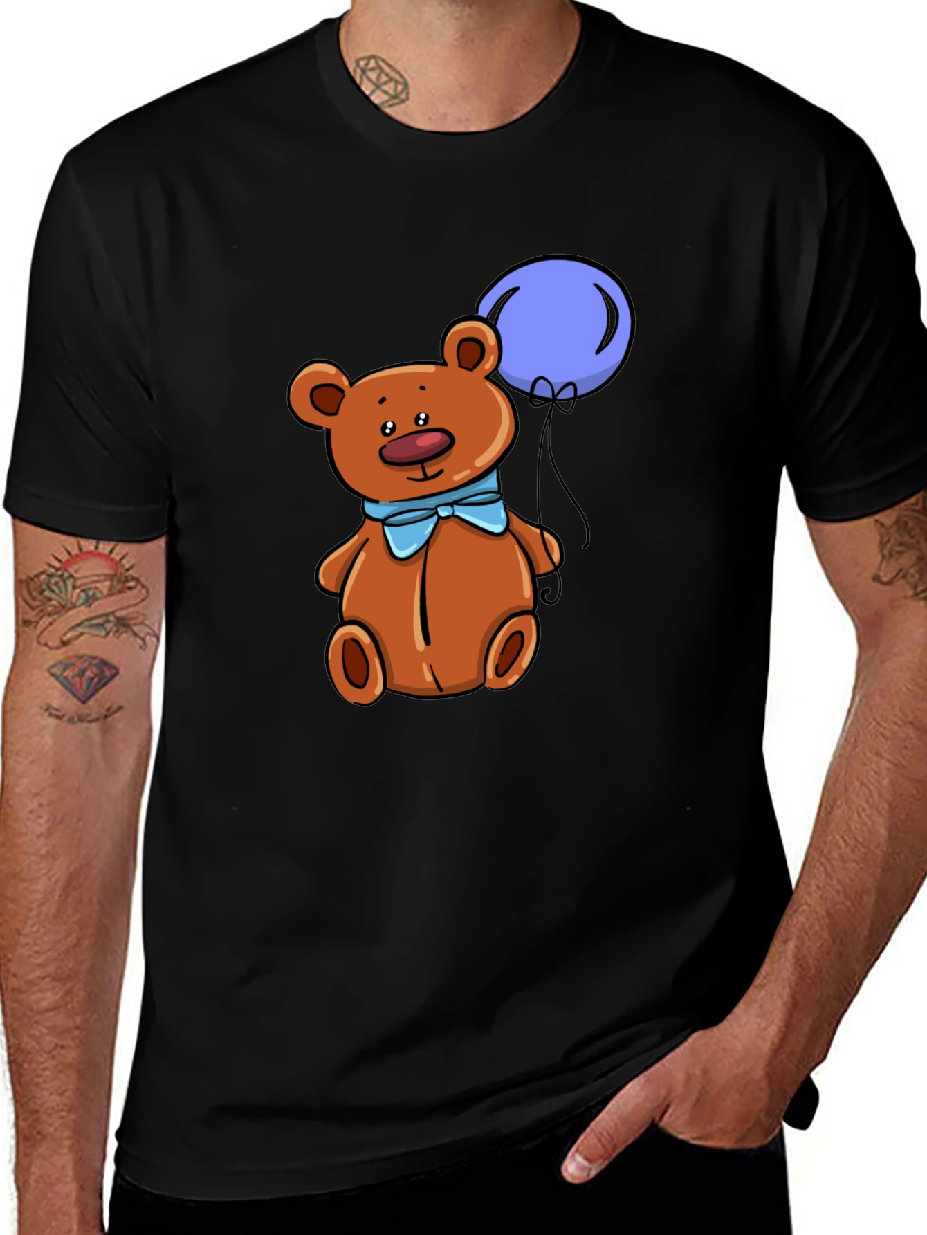 Variant 6 of Men's Black Teddy Bear Graphic T-Shirt