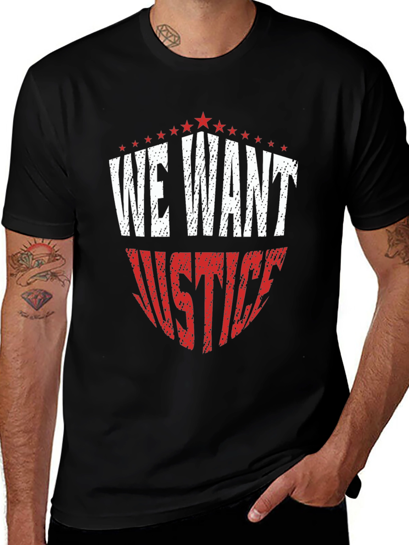 Variant 8 of We Want Justice Graphic Tee - Black Cotton T-Shirt