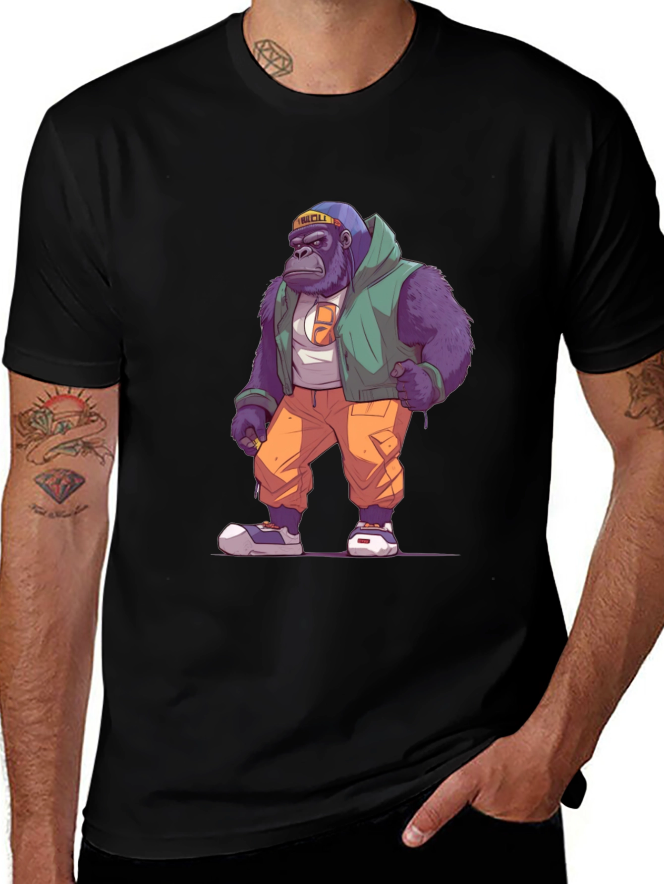 Variant 22 of Cool Gorilla Graphic Black T-Shirt