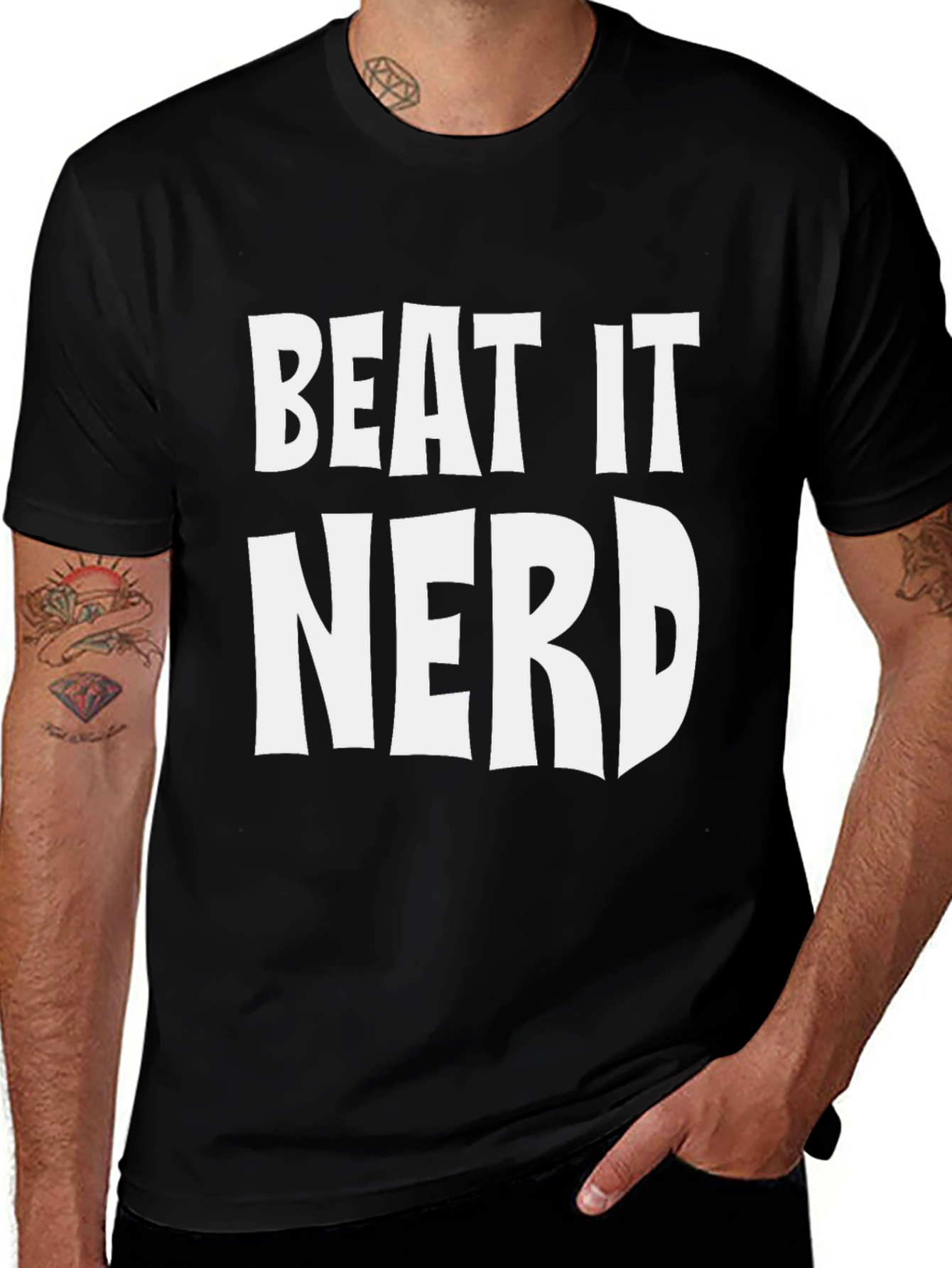 Variant 26 of Beat It Nerd Graphic Tee - Black T-Shirt