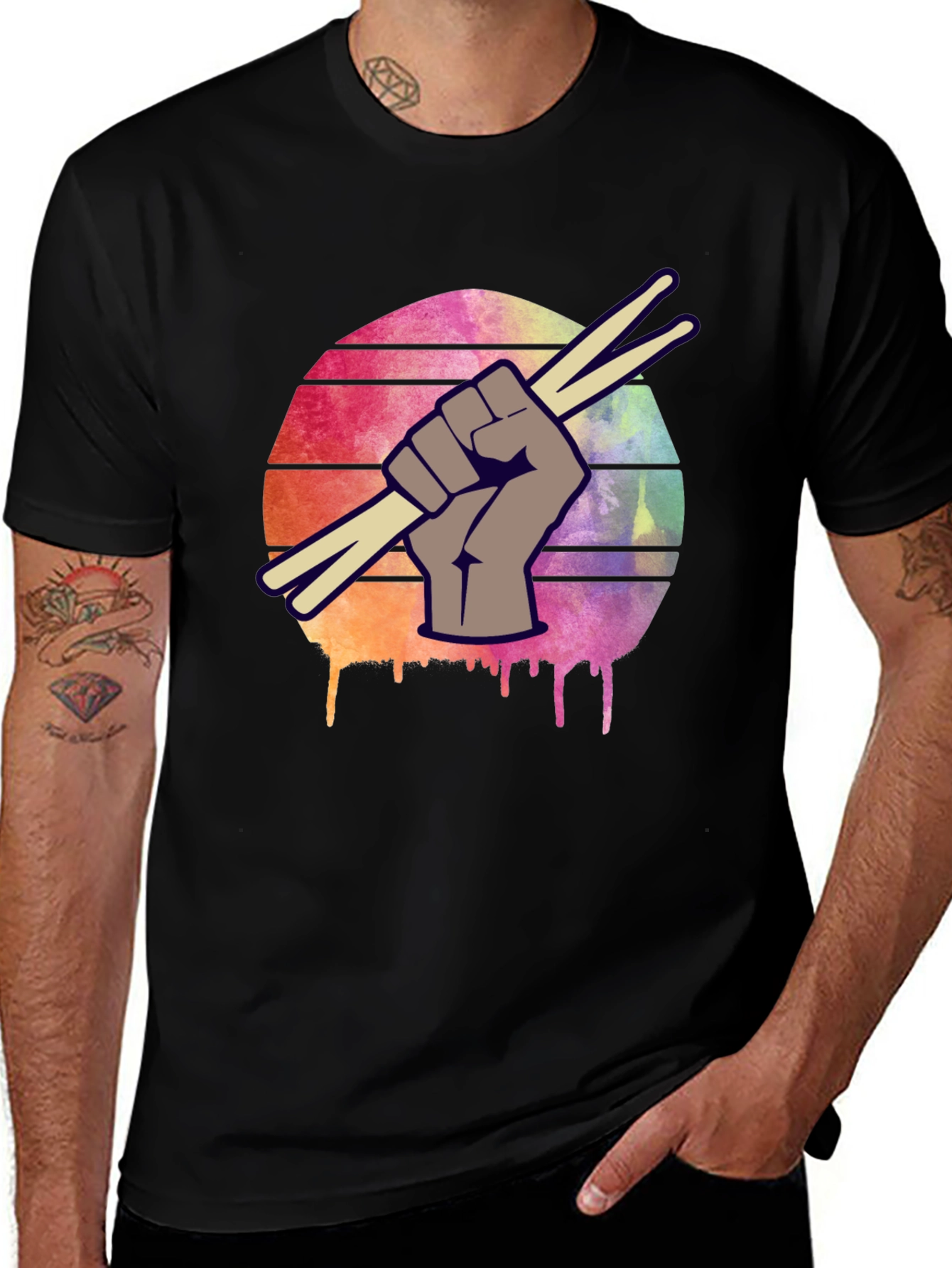 Black Drummer's Fist T-Shirt - Music Lover Tee main image