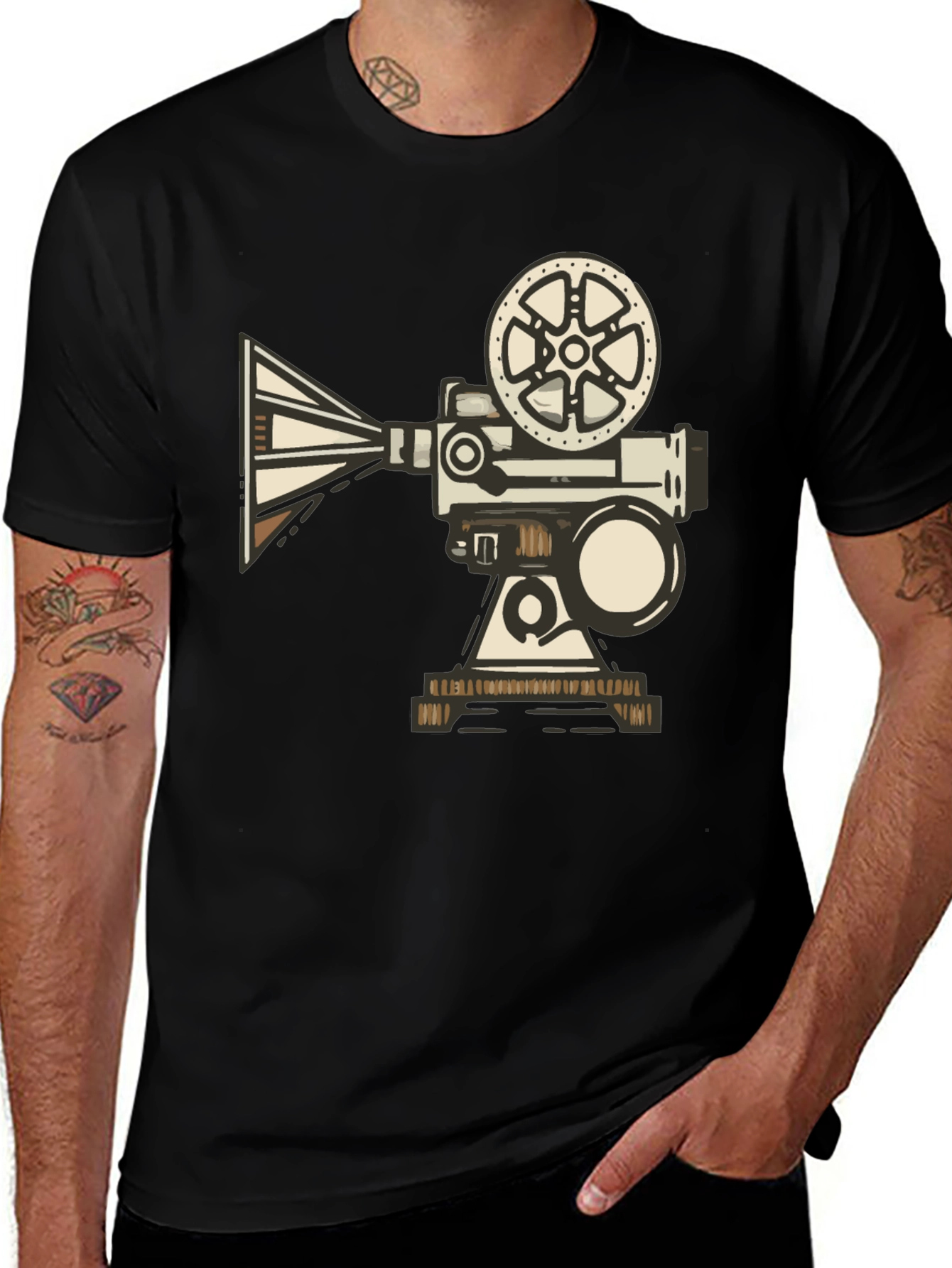 Variant 22 of Retro Movie Projector T-Shirt - Black