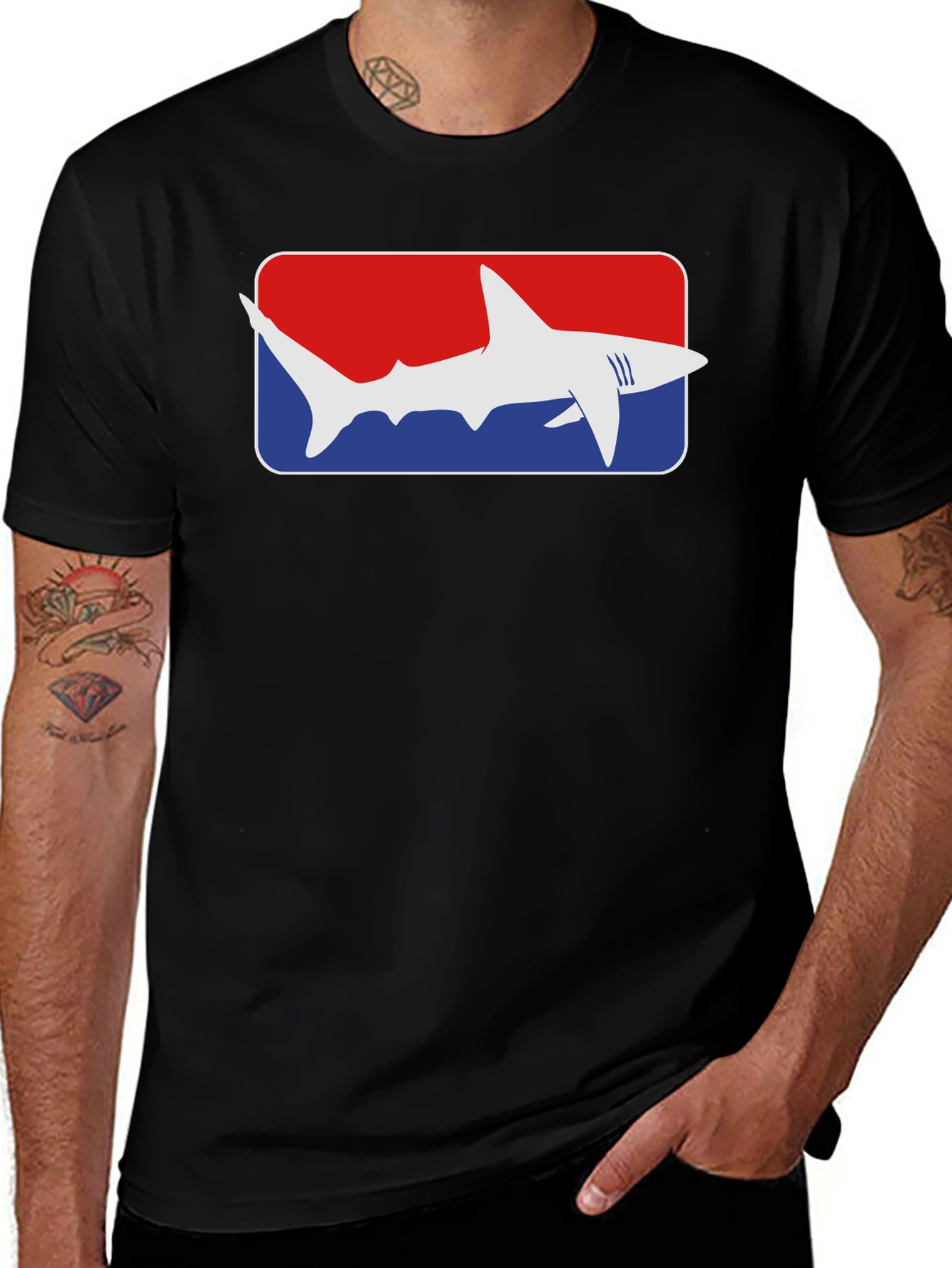 Variant 27 of Shark Graphic Tee - Red White and Blue