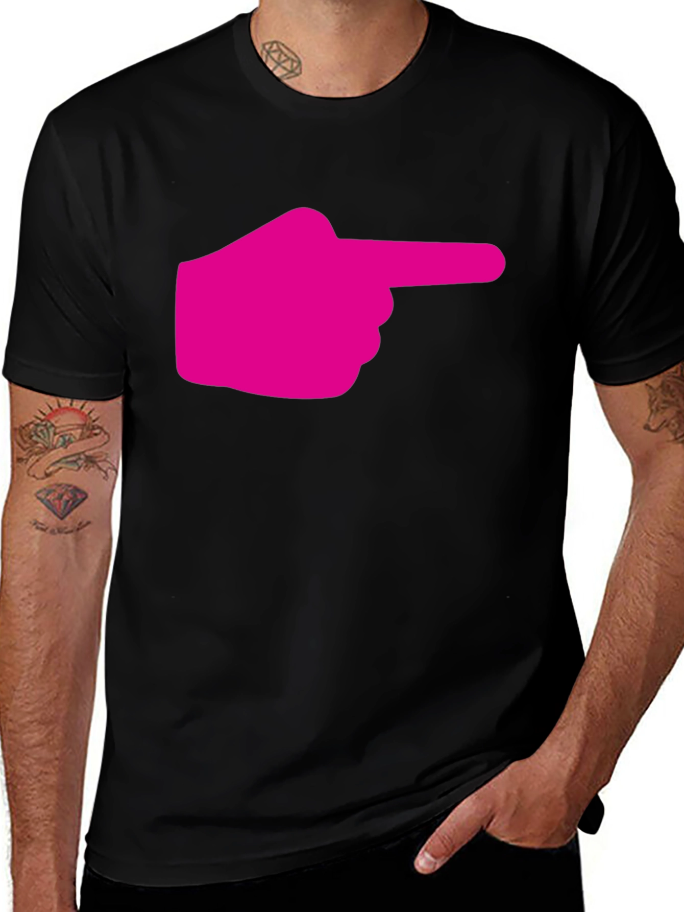 Variant 12 of Pointing Finger Graphic Tee - Black Cotton T-Shirt