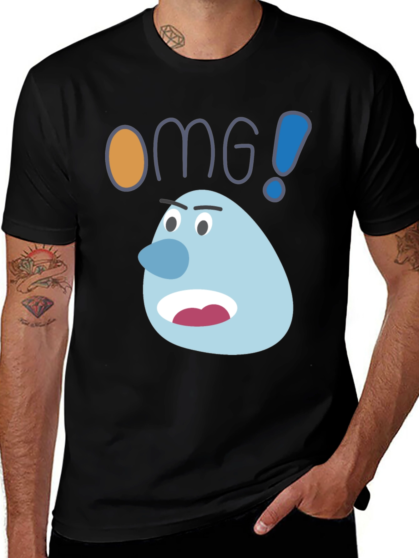 Variant 3 of OMG! Cartoon Face Graphic T-Shirt 