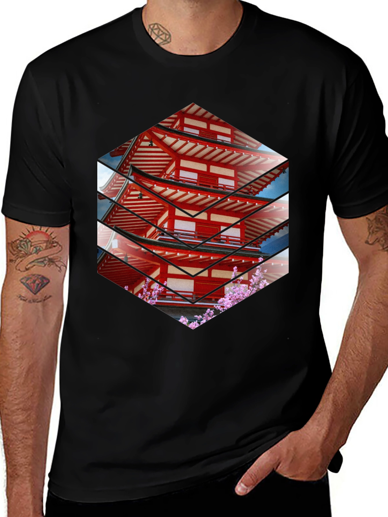 Variant 2 of Japanese Pagoda T-Shirt - Unique Graphic Tee