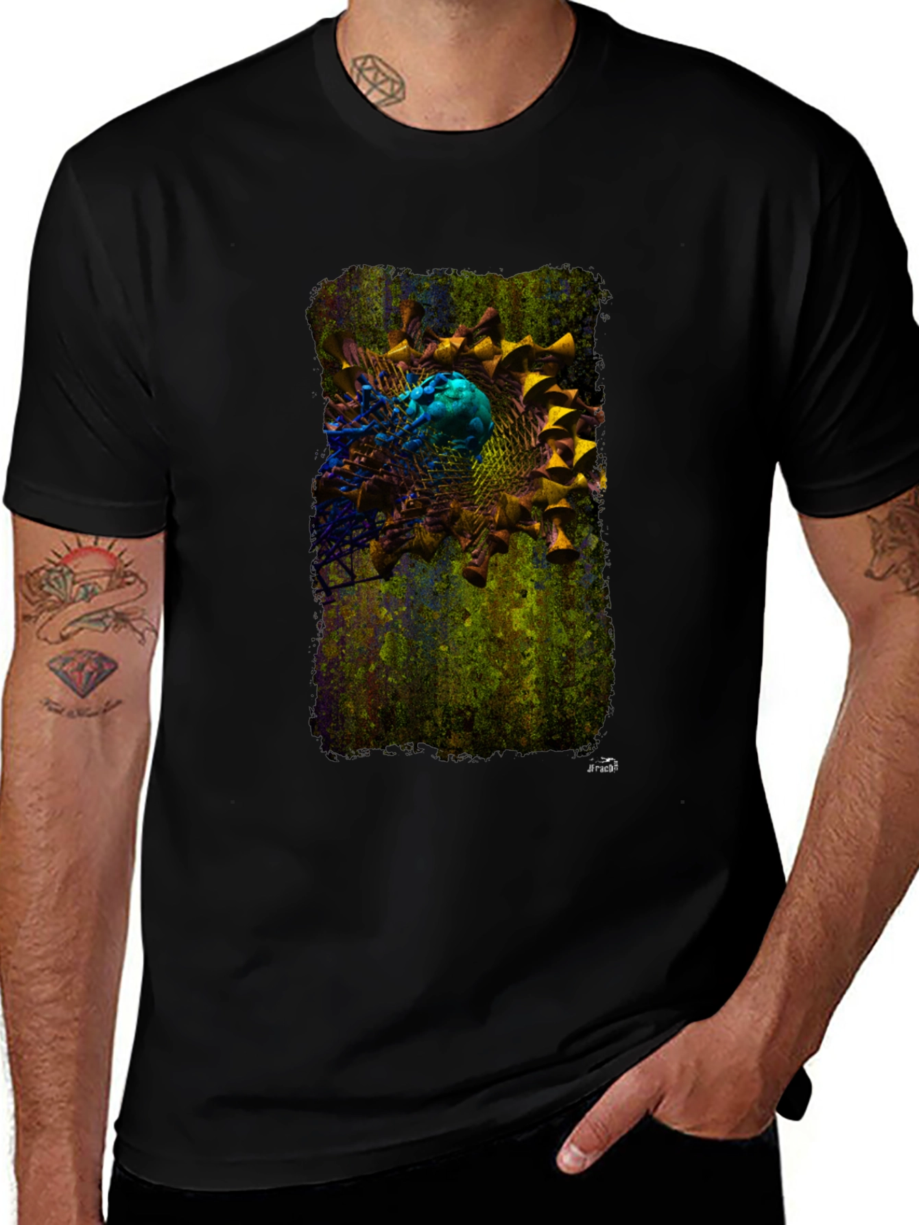 Variant 7 of Abstract Art Print Black Crew Neck T-Shirt