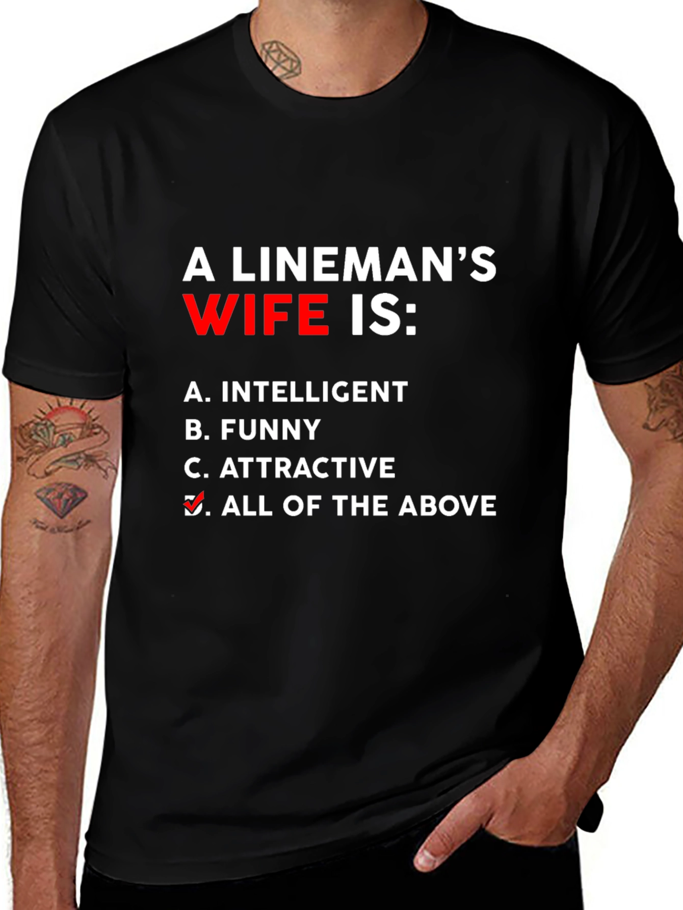 Variant 21 of Funny Lineman's Wife T-Shirt - All of the Above