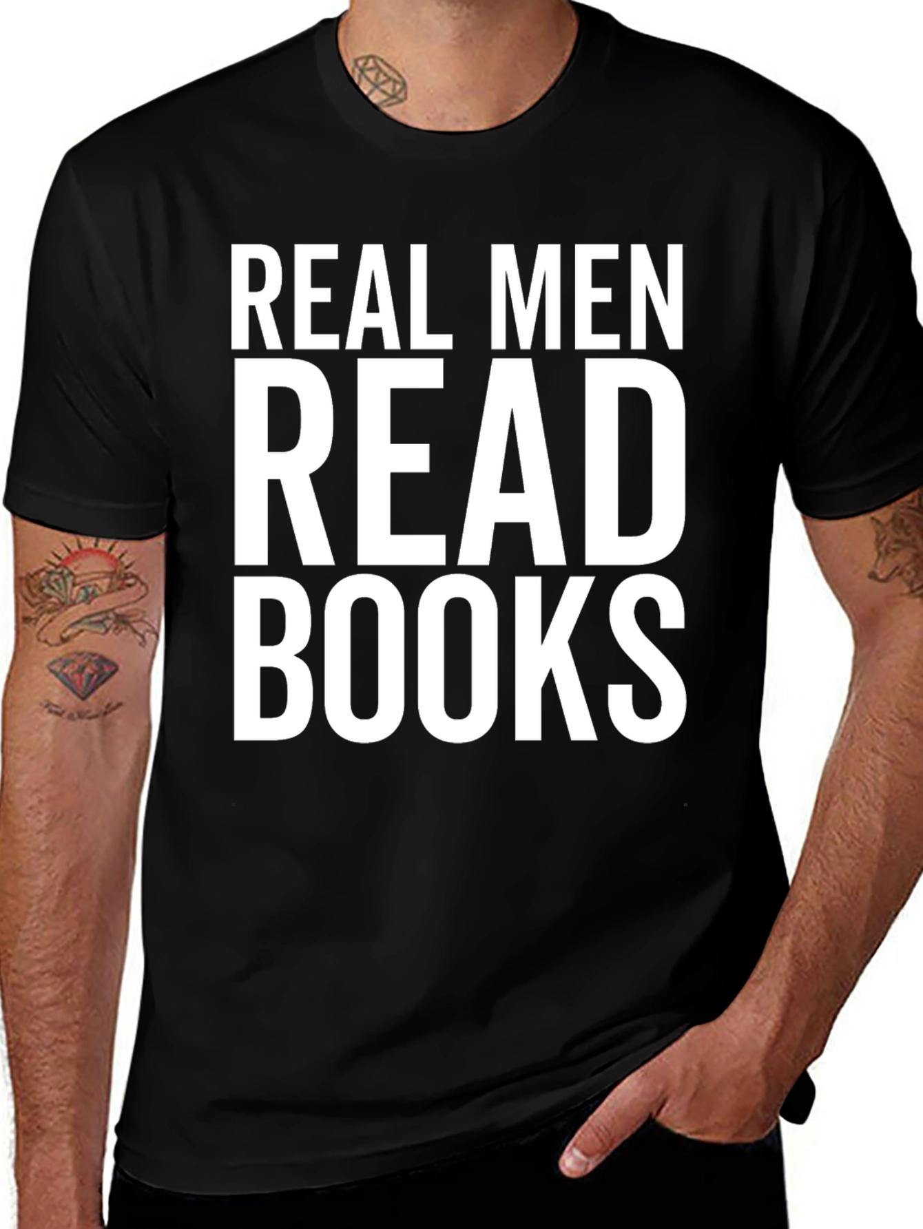Variant 25 of Real Men Read Books Graphic Tee - Classic Black T-Shirt
