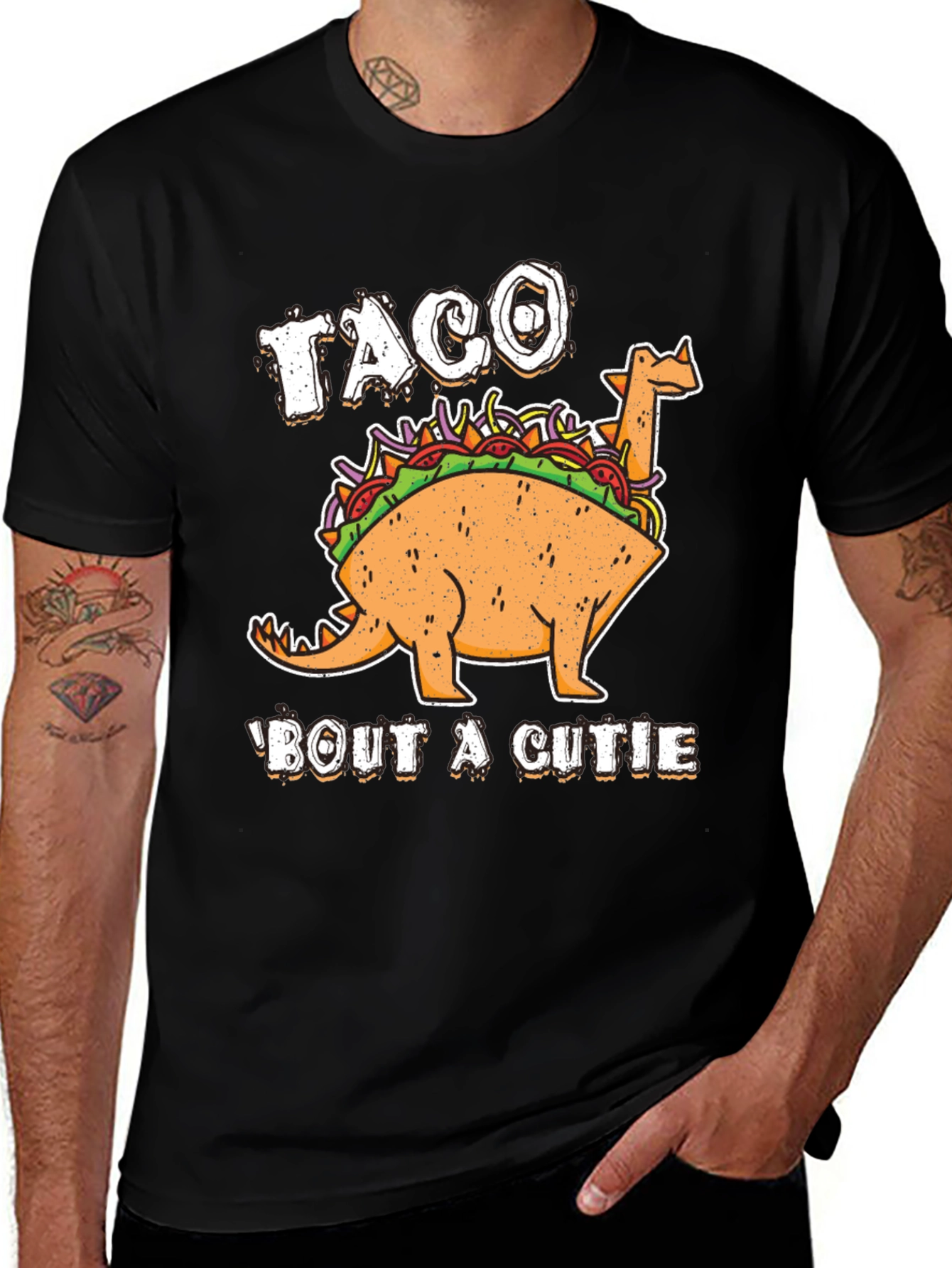 Taco 'Bout a Cutie Graphic T-Shirt - Dinosaur Foodie Tee
