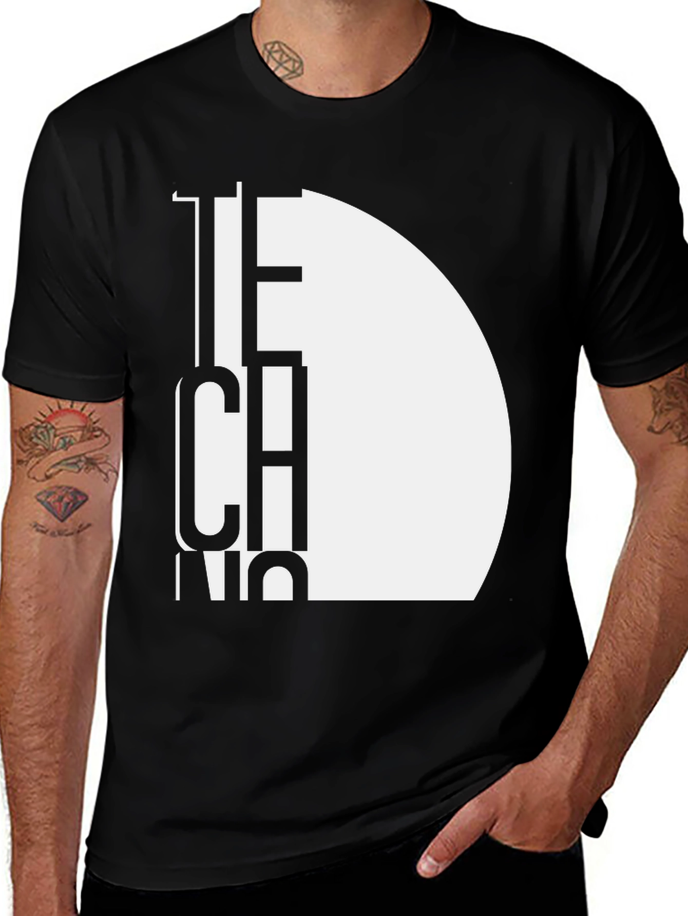 Variant 23 of Modern Techno Graphic Tee - Black Cotton T-Shirt
