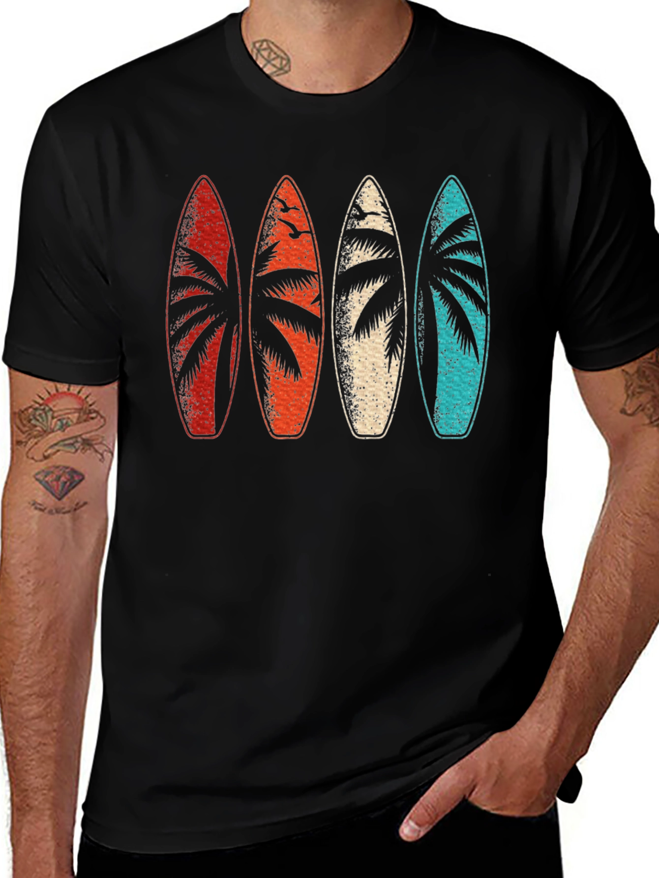 Variant 28 of Surfboard Palm Tree Graphic T-Shirt