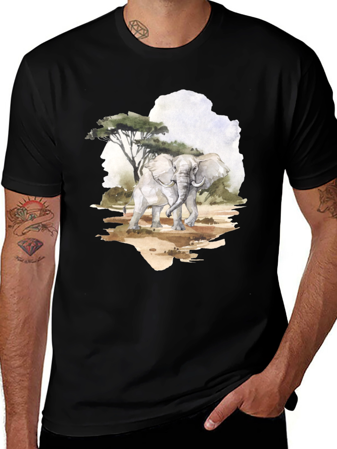 Variant 20 of Elephant Watercolor Graphic Tee - Unique Design