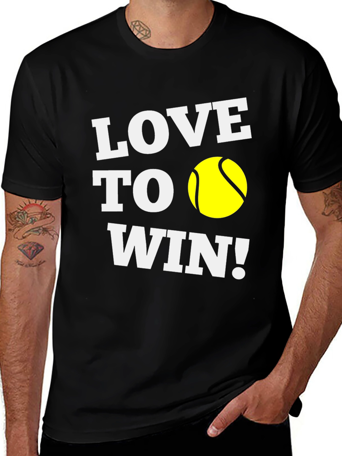 Variant 29 of Love to Win! Tennis Graphic T-Shirt - Black