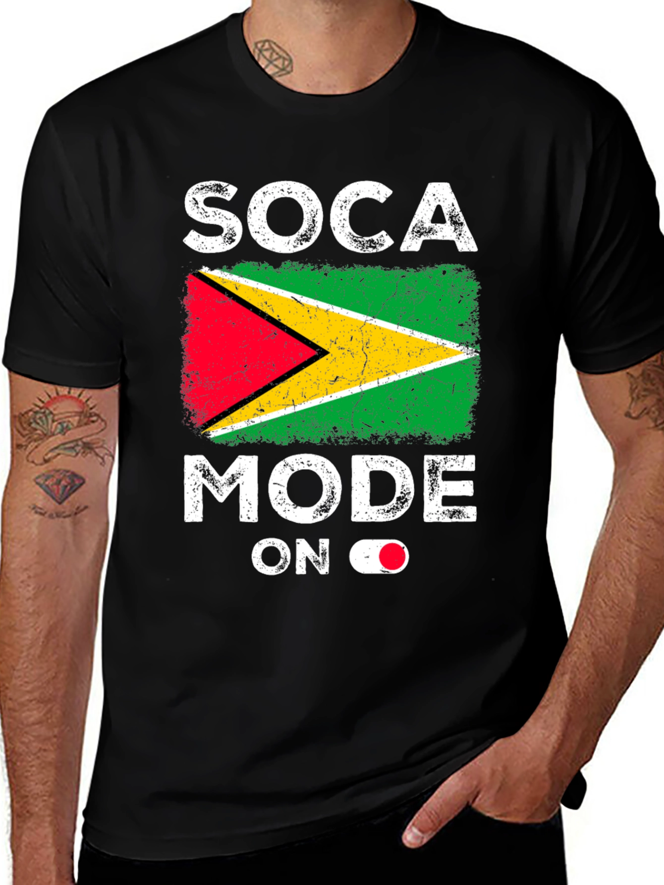 Soca Mode ON Guyana Flag T-Shirt