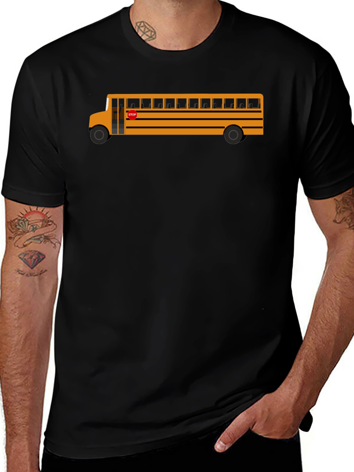 Variant 17 of School Bus Graphic Tee - Black Cotton T-Shirt