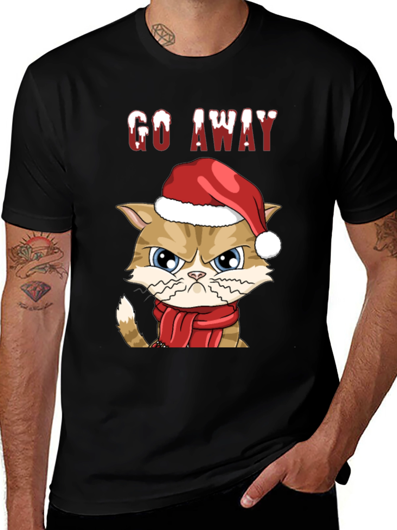 Grumpy Cat Christmas T-Shirt - Go Away