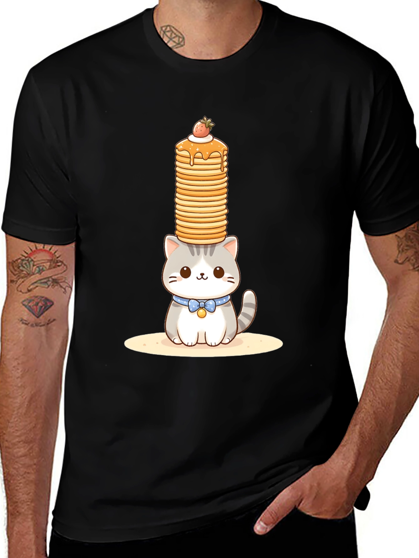 Variant 13 of Cat Pancake Stack Graphic T-Shirt - Unique Design