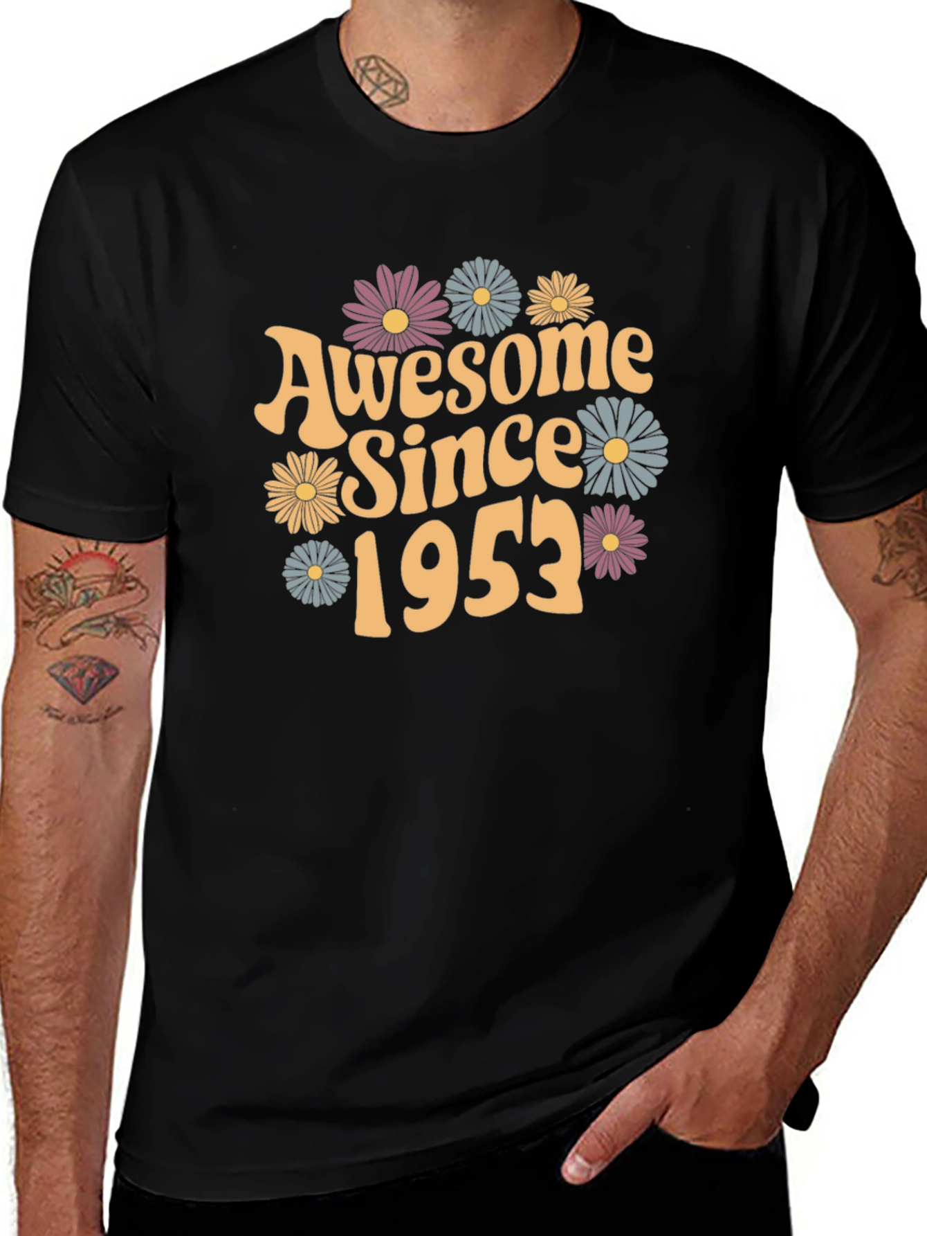 Variant 9 of Awesome Since 1953 Floral Graphic Tee