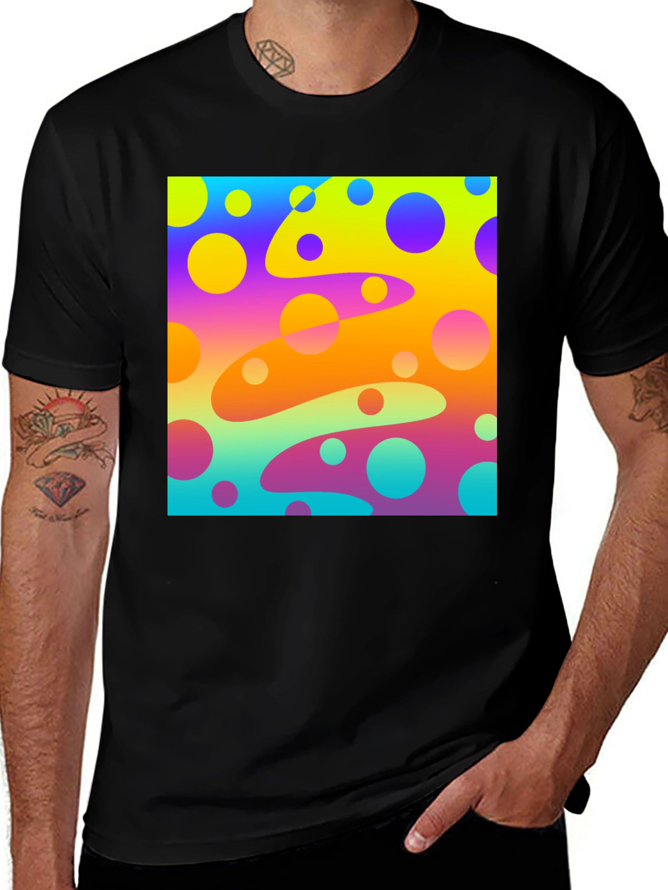 Variant 19 of Retro Swirl Tee - Vivid Circle Print