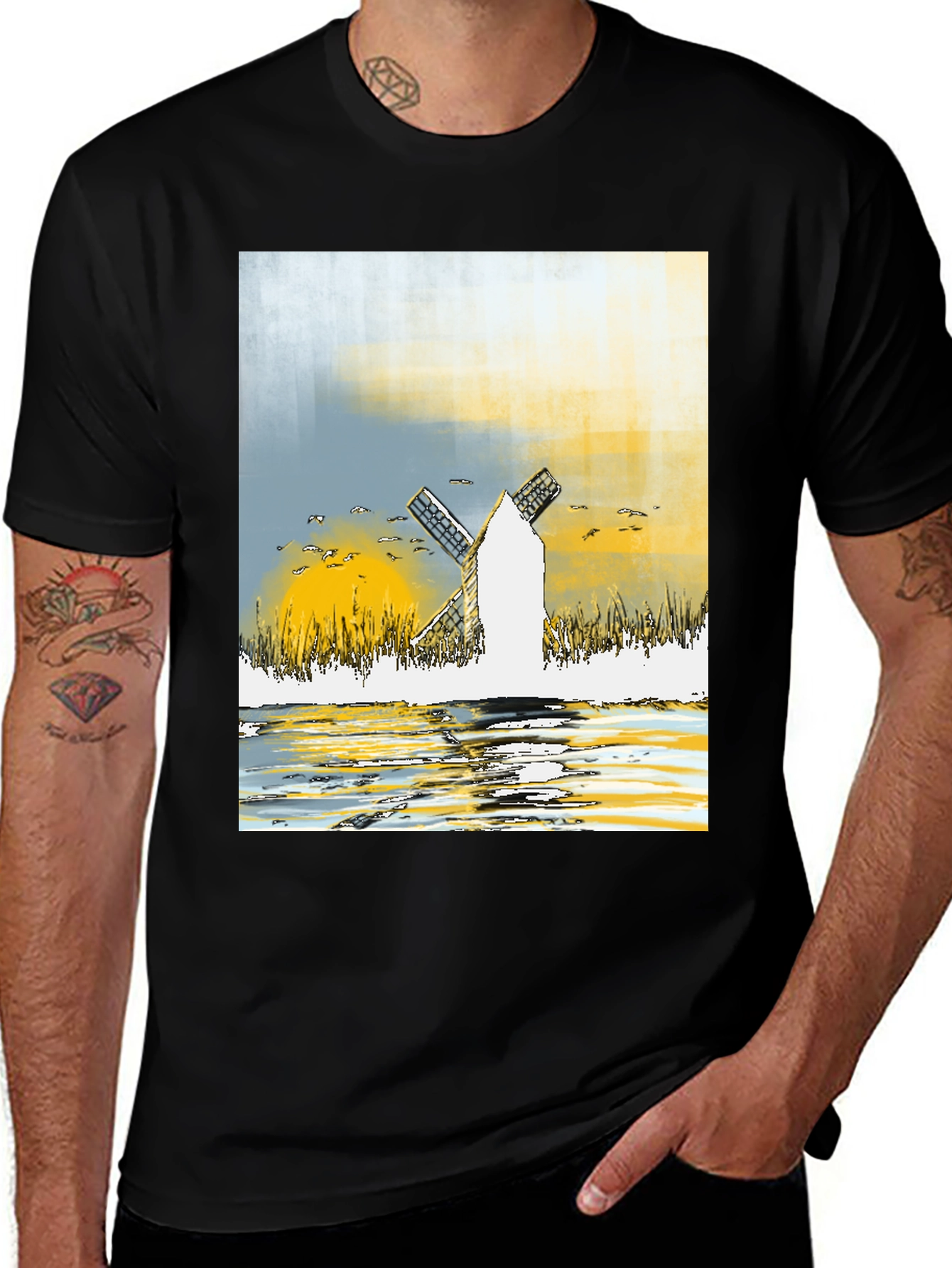 Variant 14 of Windmill Graphic Tee - Artistic Design T-Shirt