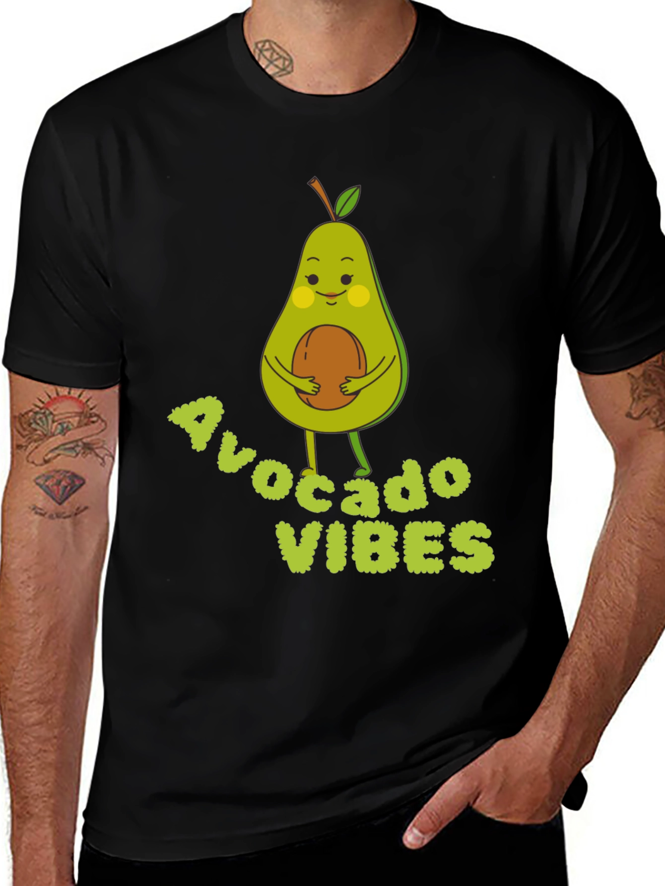Variant 23 of Avocado Vibes Graphic Tee - Soft Black Cotton T-Shirt