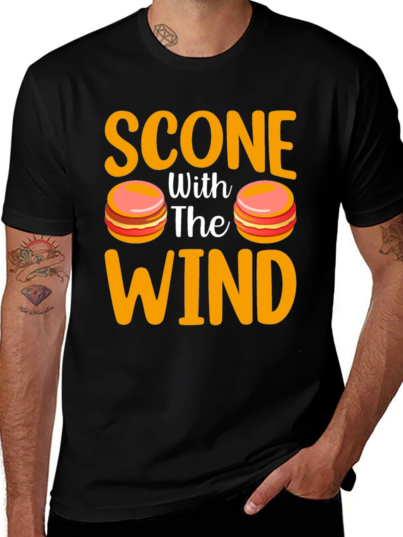 Variant 27 of Scone With the Wind T-Shirt - Funny Macaron Tee