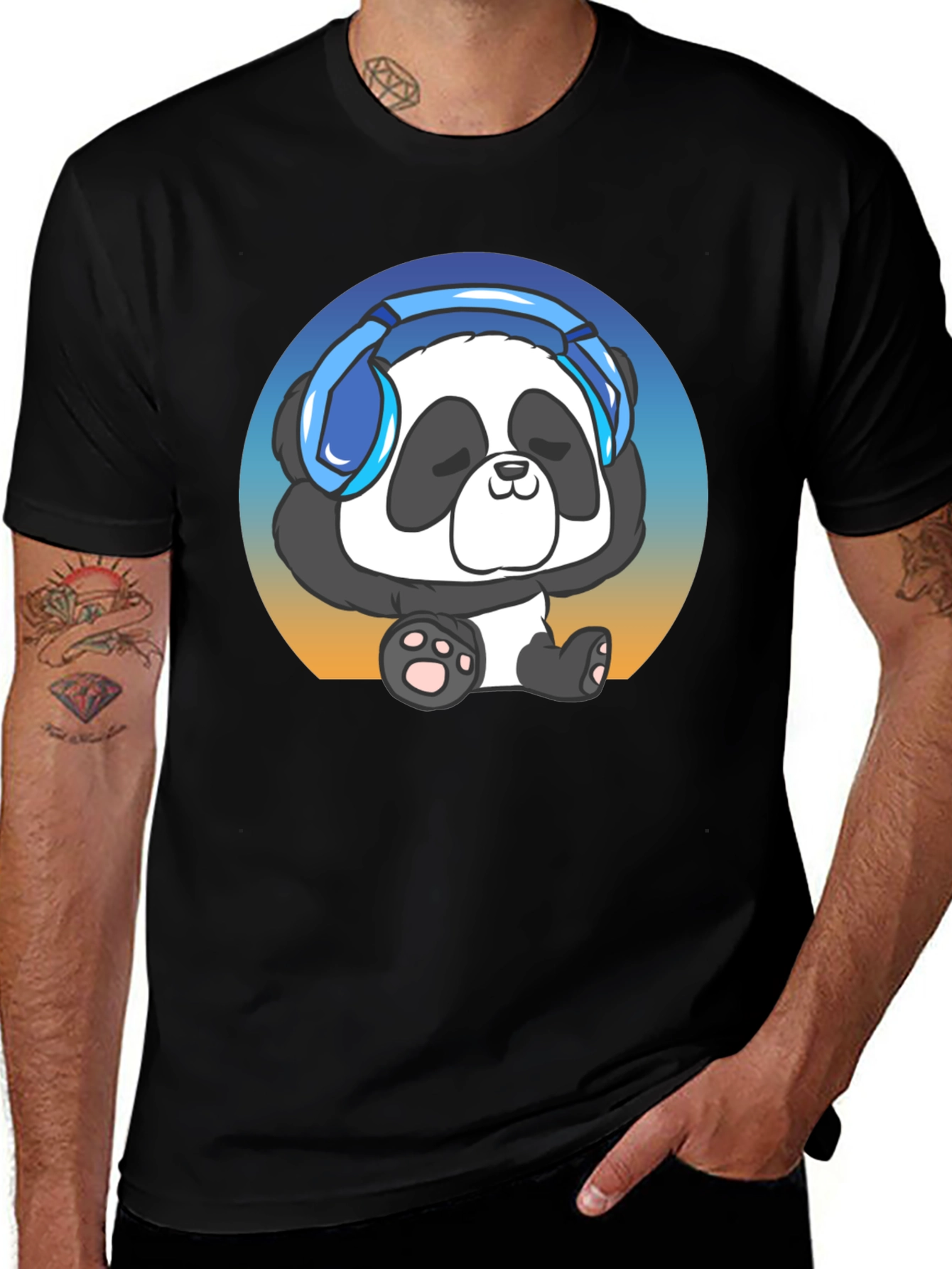Variant 24 of Cool Panda Headphone Graphic T-Shirt