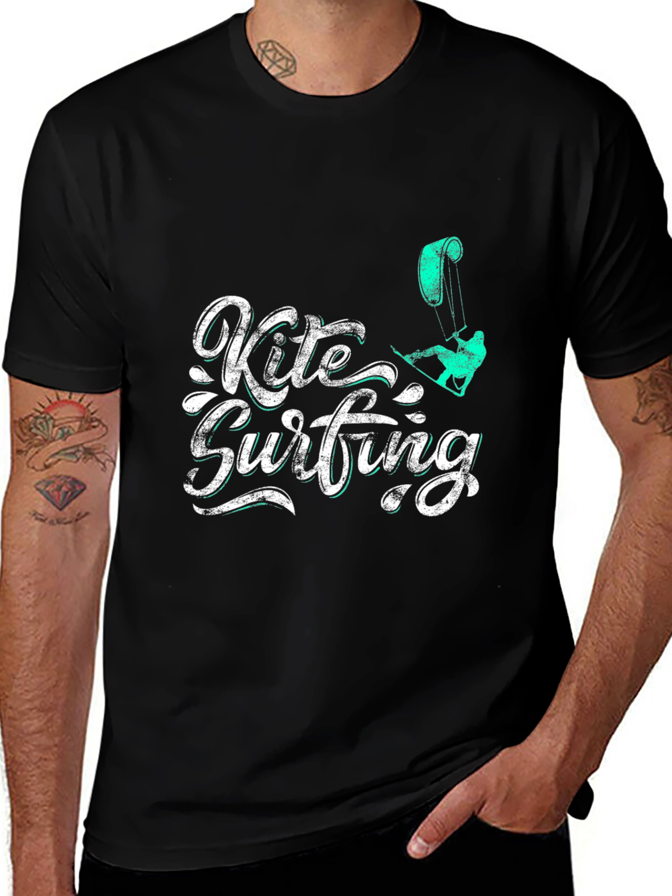 Variant 4 of Kite Surfing Graphic Tee - Black