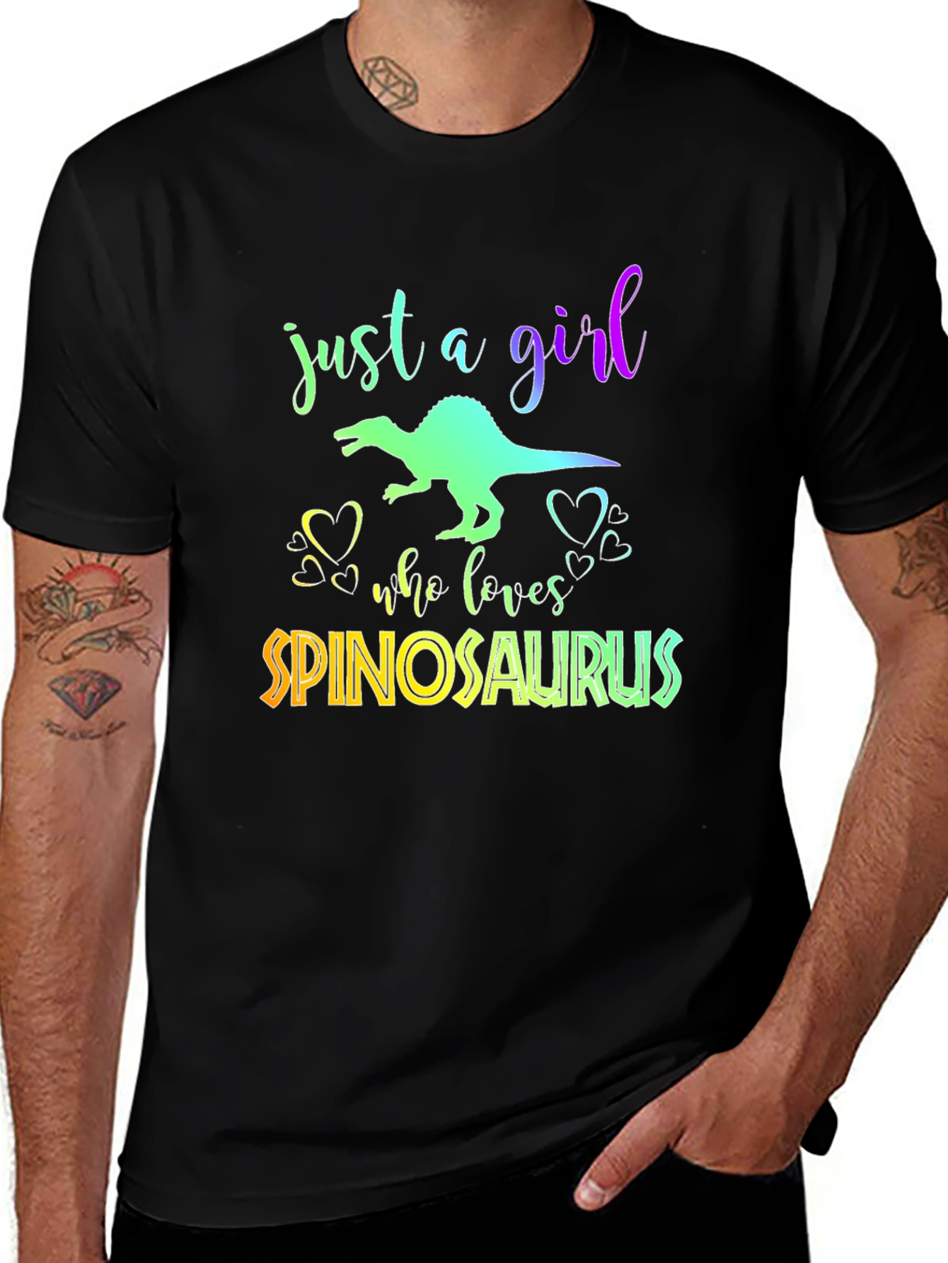 Variant 22 of Girl Spinosaurus Lover Black T-Shirt