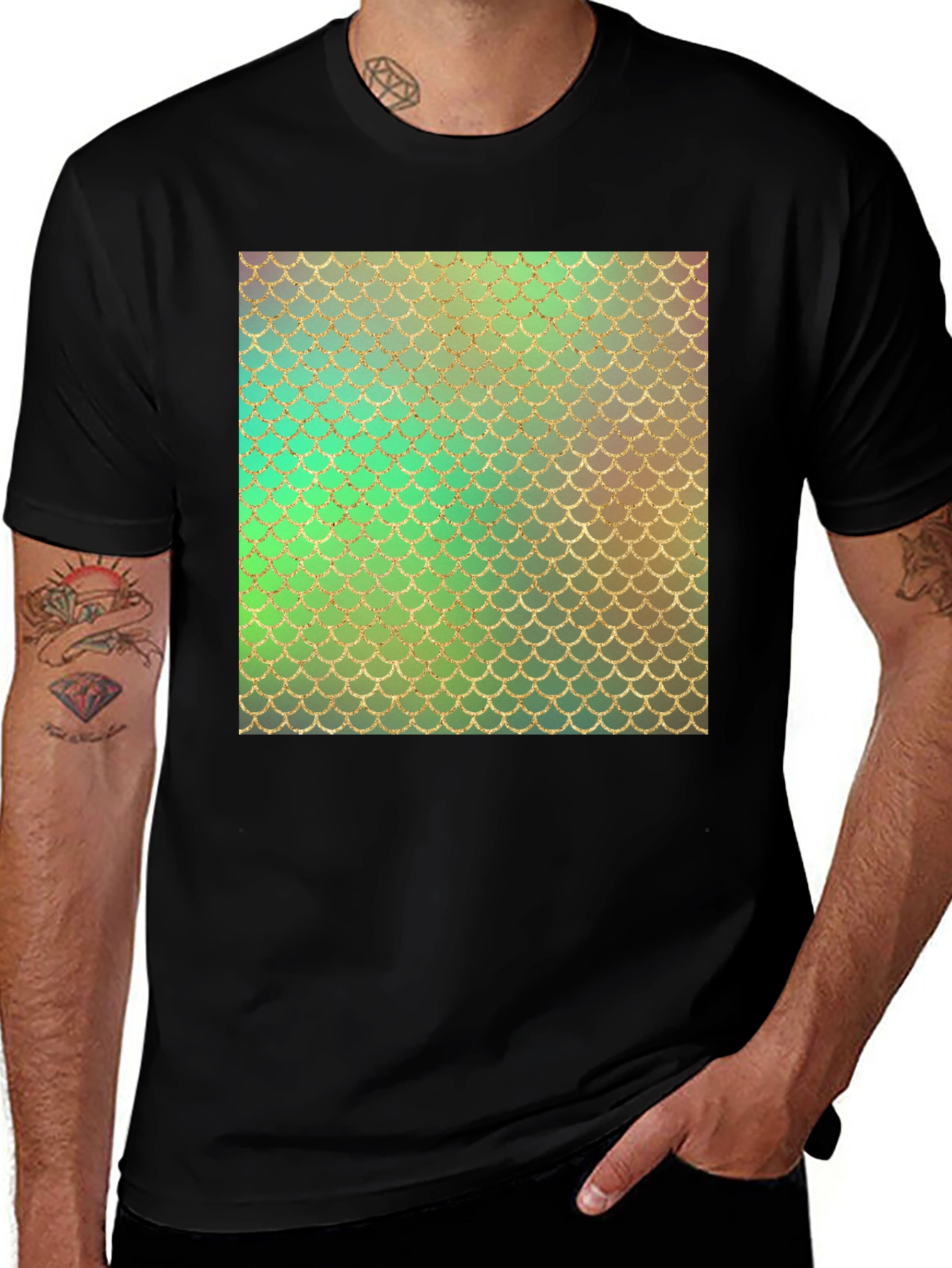 Variant 13 of Scales Pattern Men's Tee - Black