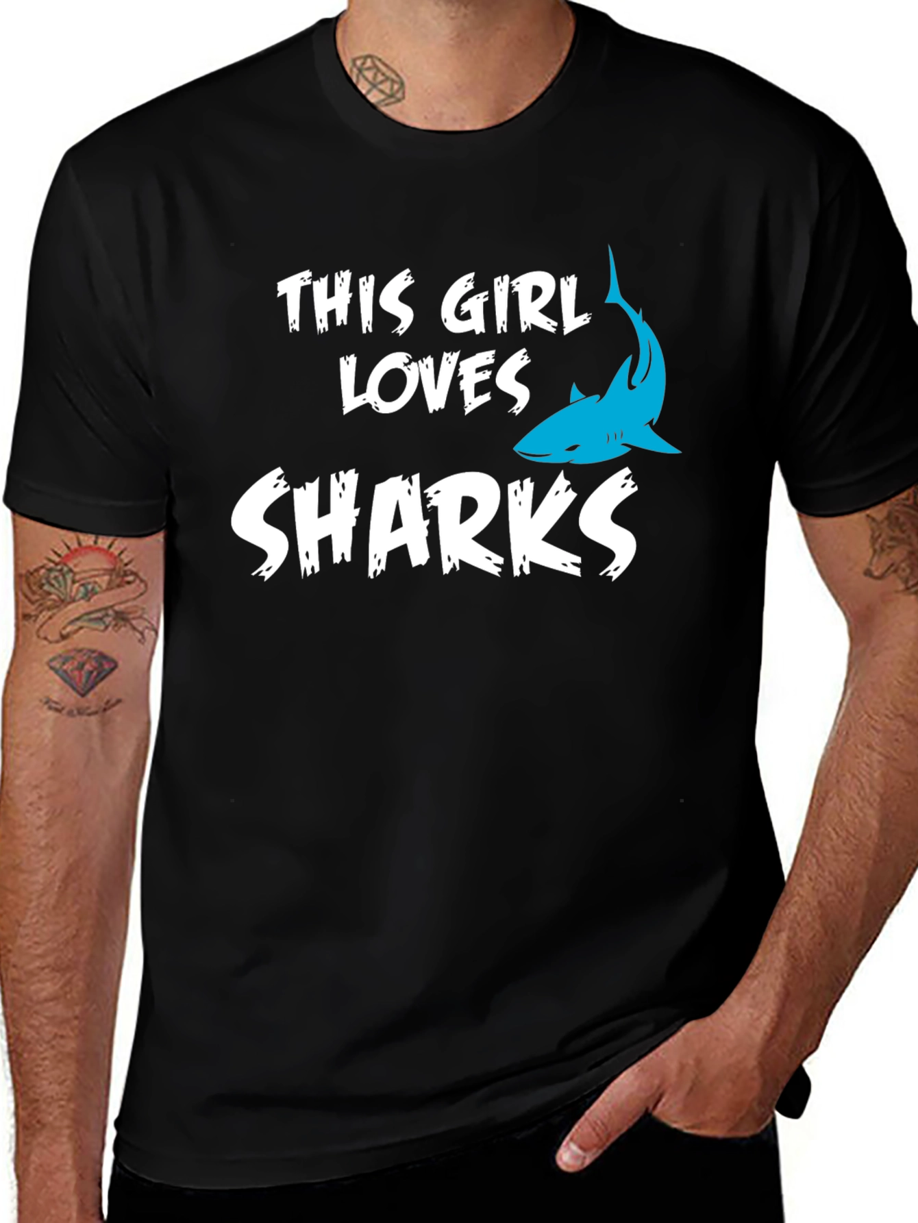 Variant 14 of This Girl Loves Sharks T-Shirt - Black